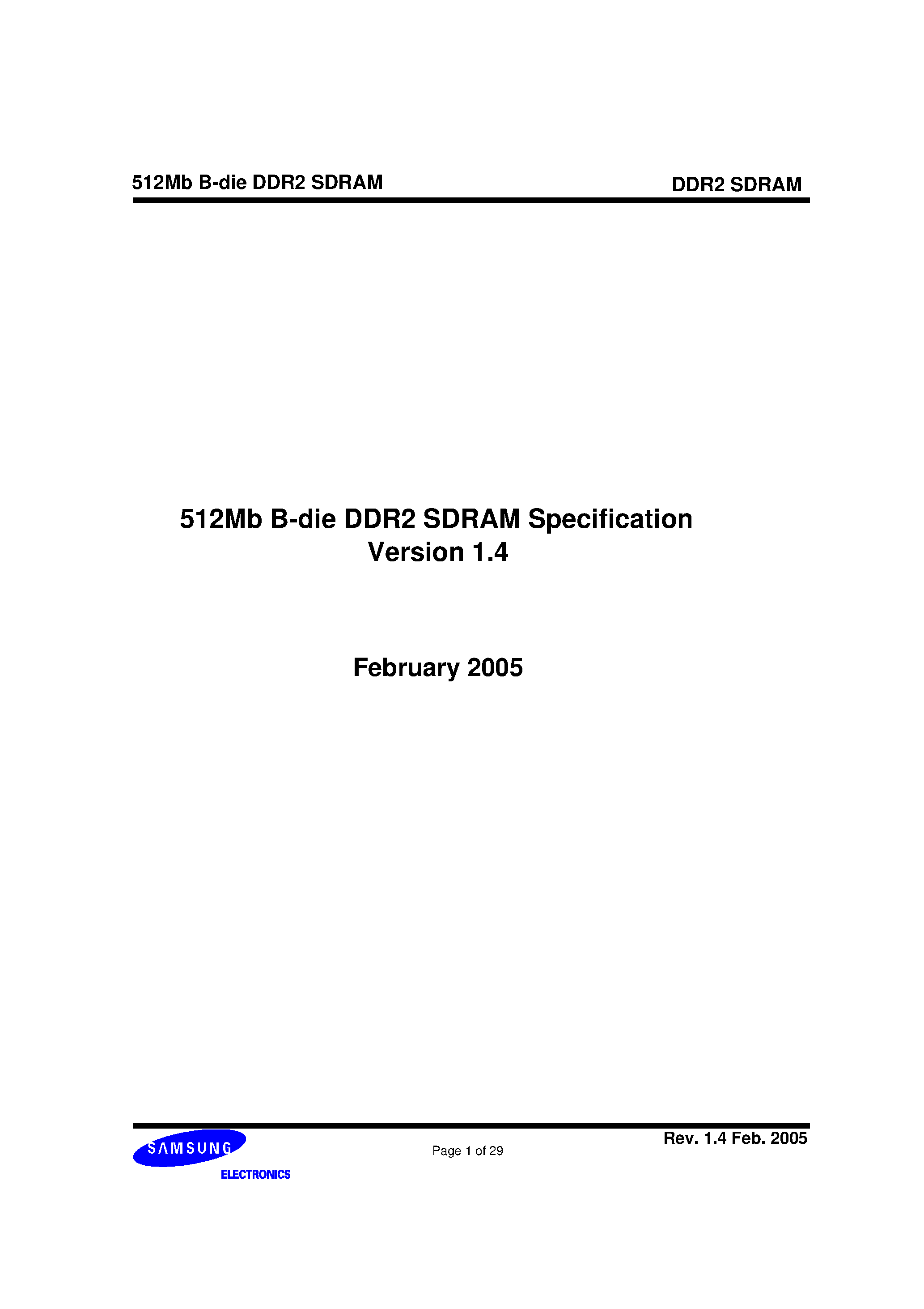 Datasheet K4T51043Q - 512Mb B-die DDR2 SDRAM page 1