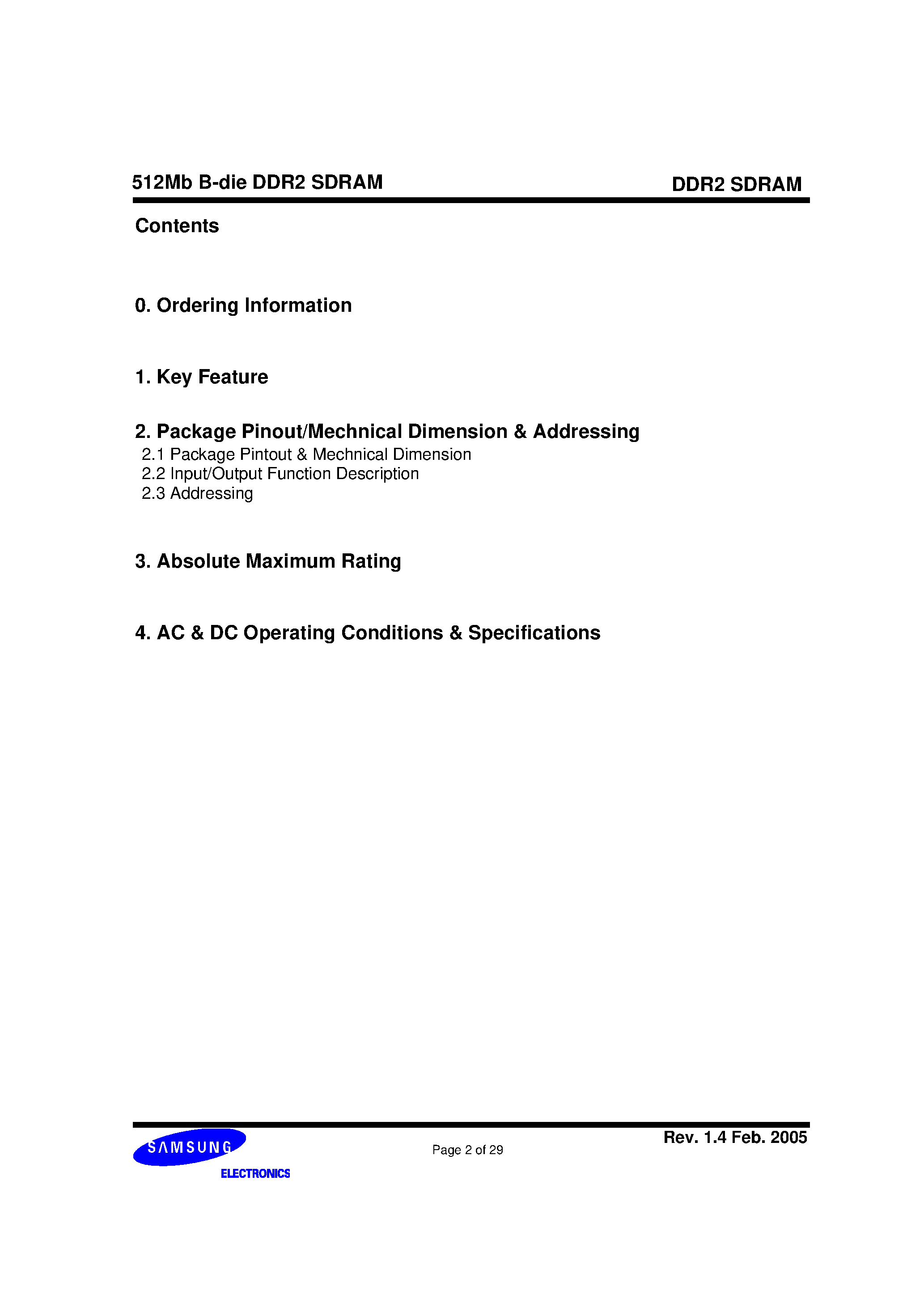 Datasheet K4T51043Q - 512Mb B-die DDR2 SDRAM page 2