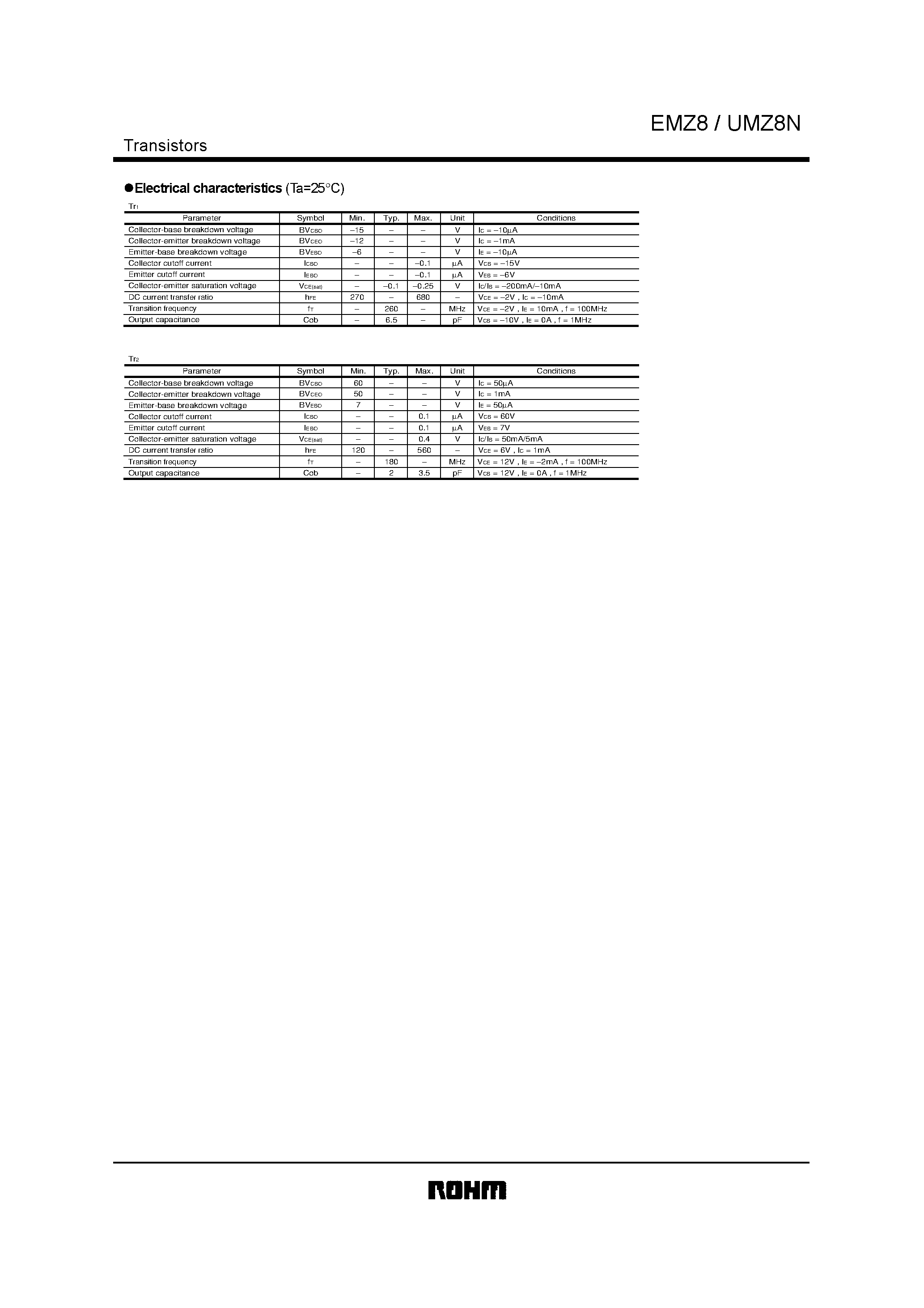 Даташит UMZ8N - Power management (dual transistors) страница 2