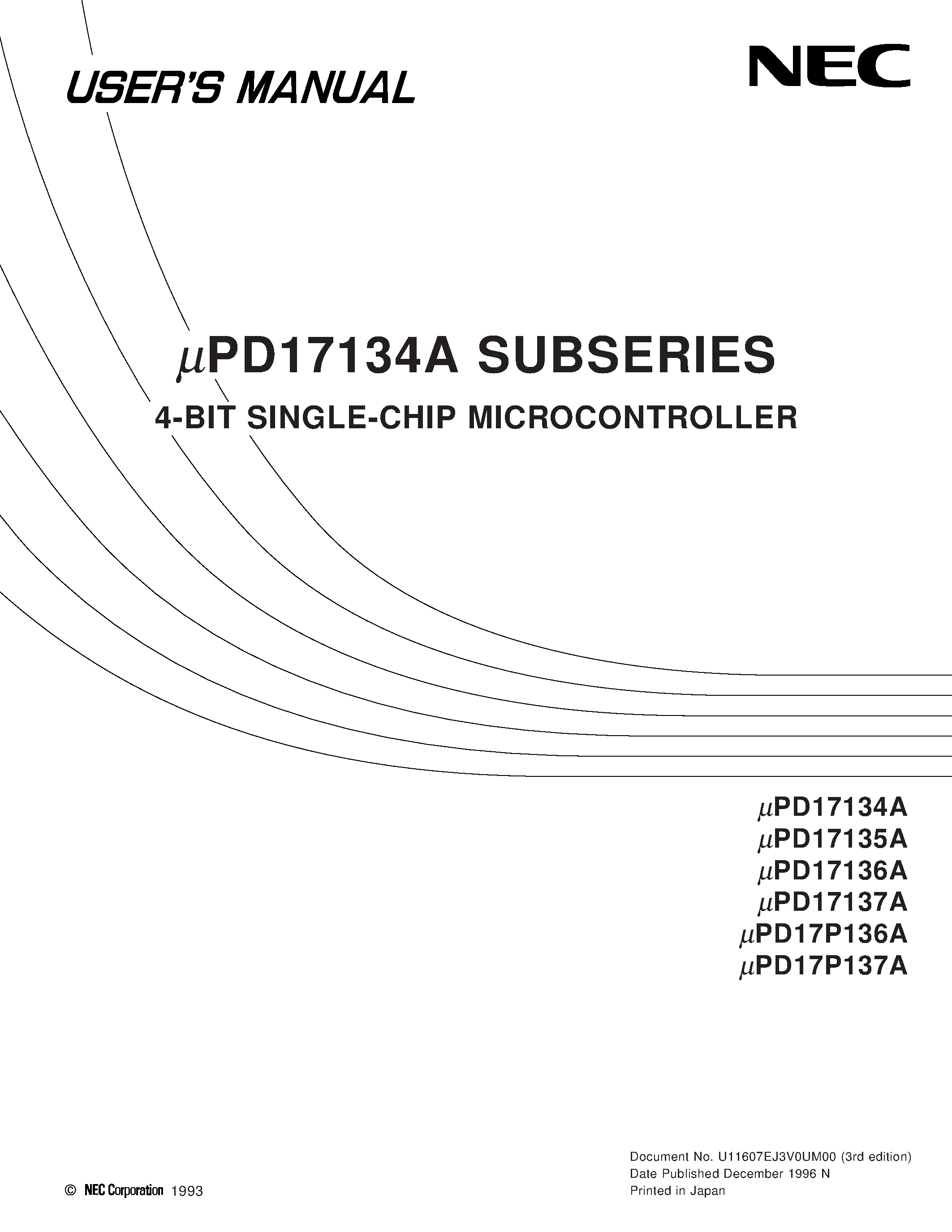 Datasheet UPD17P137A - 4 Bit Microcontroller page 1