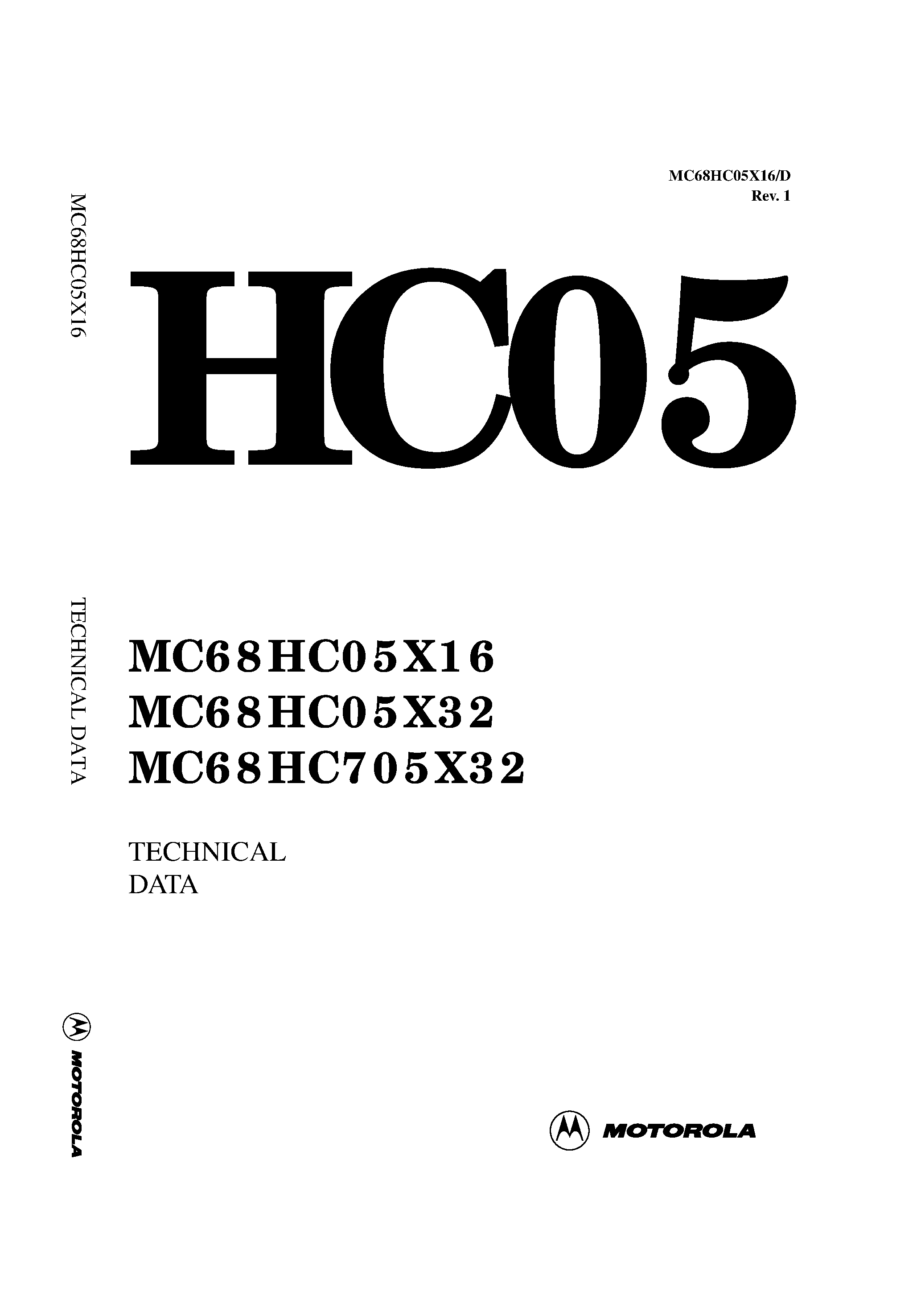 Даташит MC68HC705X32 - HCMOS microcontroller unit страница 1