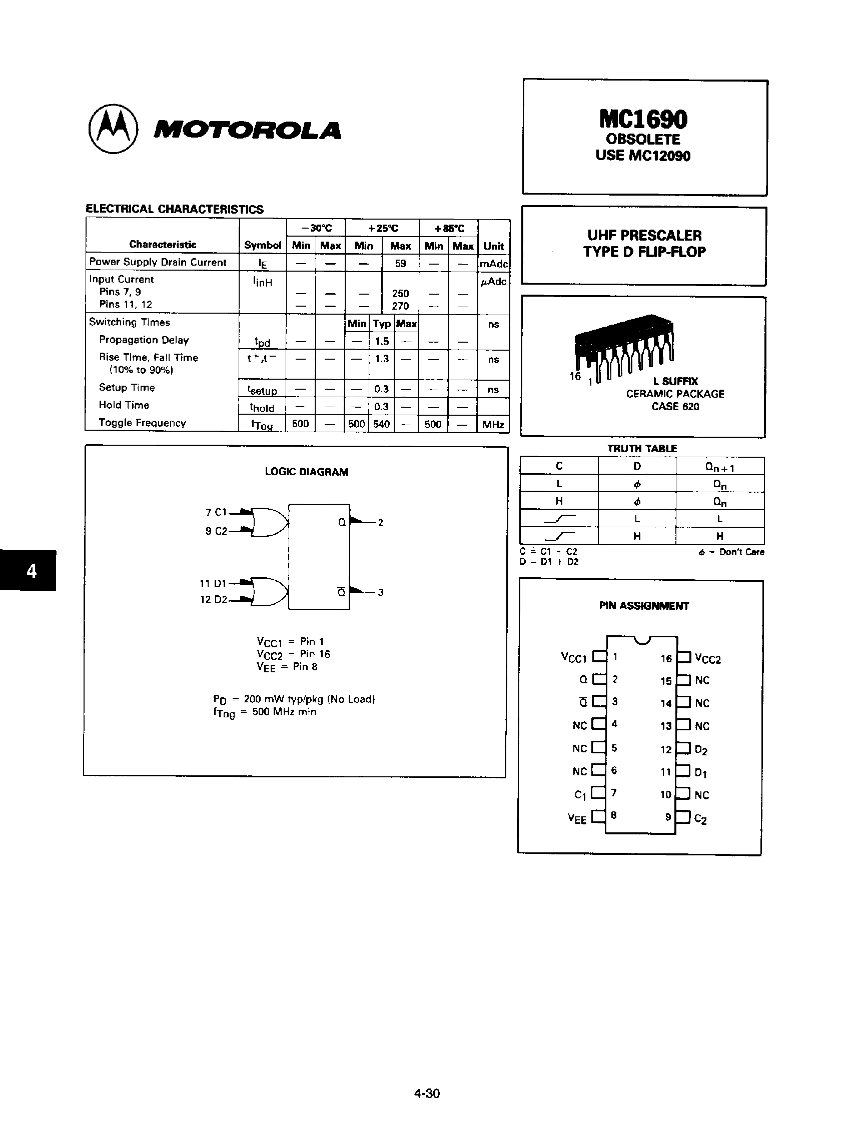 Даташит 1690 - UHF Prescaler Type D F-F страница 1