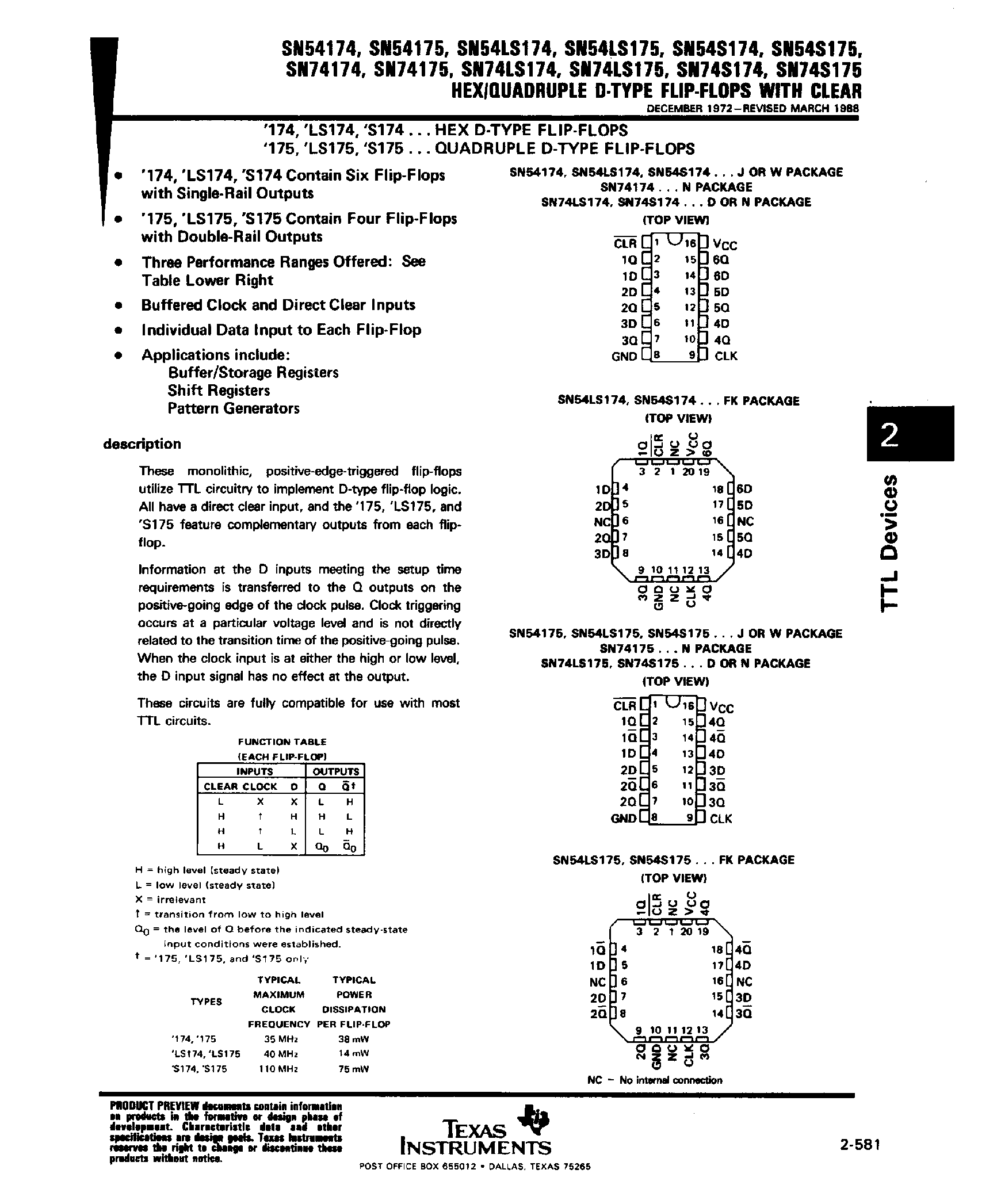 Даташит SNC54S17x - Hex / Quadruple D Type F-F страница 1