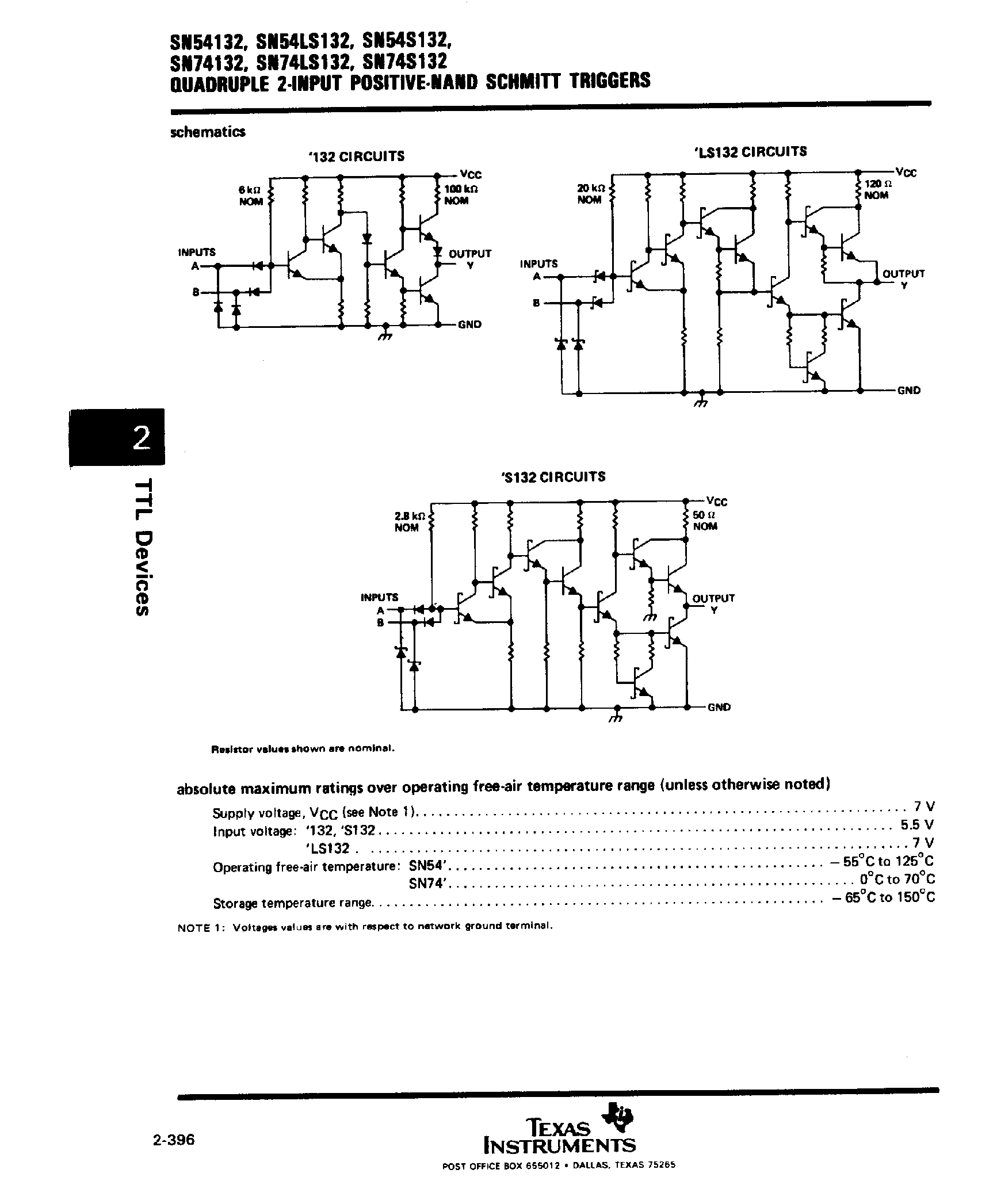 Даташит SNC54S132 - Quadruple 2 Input Positive NAND Schmitt Triggers страница 2