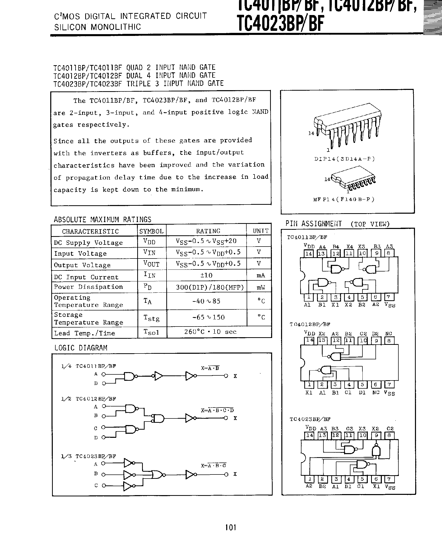 Даташит TC4012 - CMOS Digital Integrated Circuit Silicon Monolithic страница 1