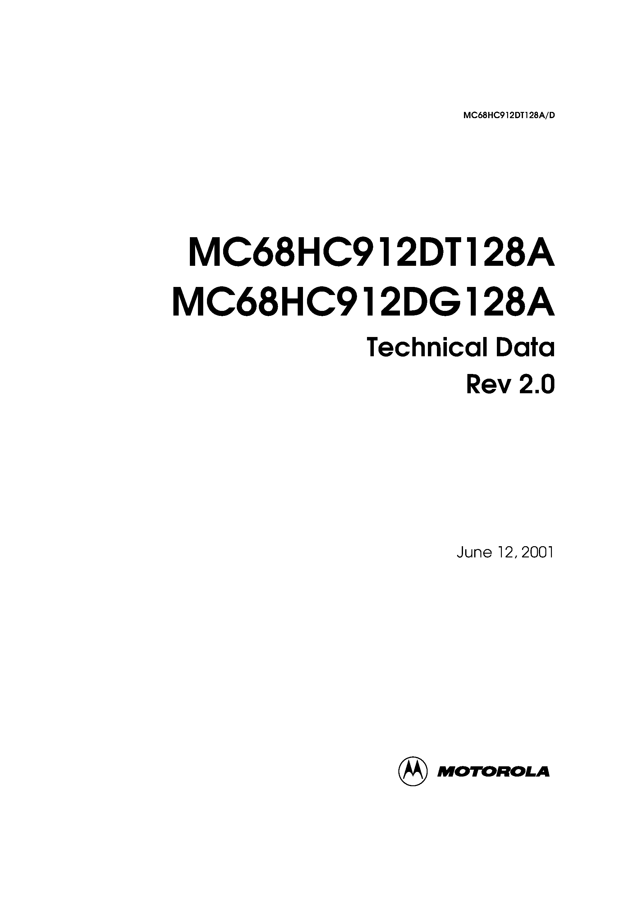 Даташит MC912DG128A - Microcontrollers страница 1