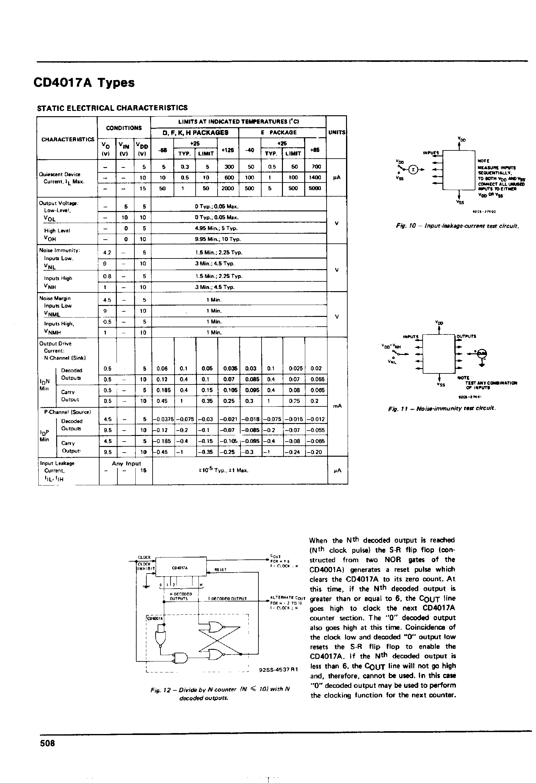 Datasheet CD4017A - CMOS Decade Counter / Divider page 2