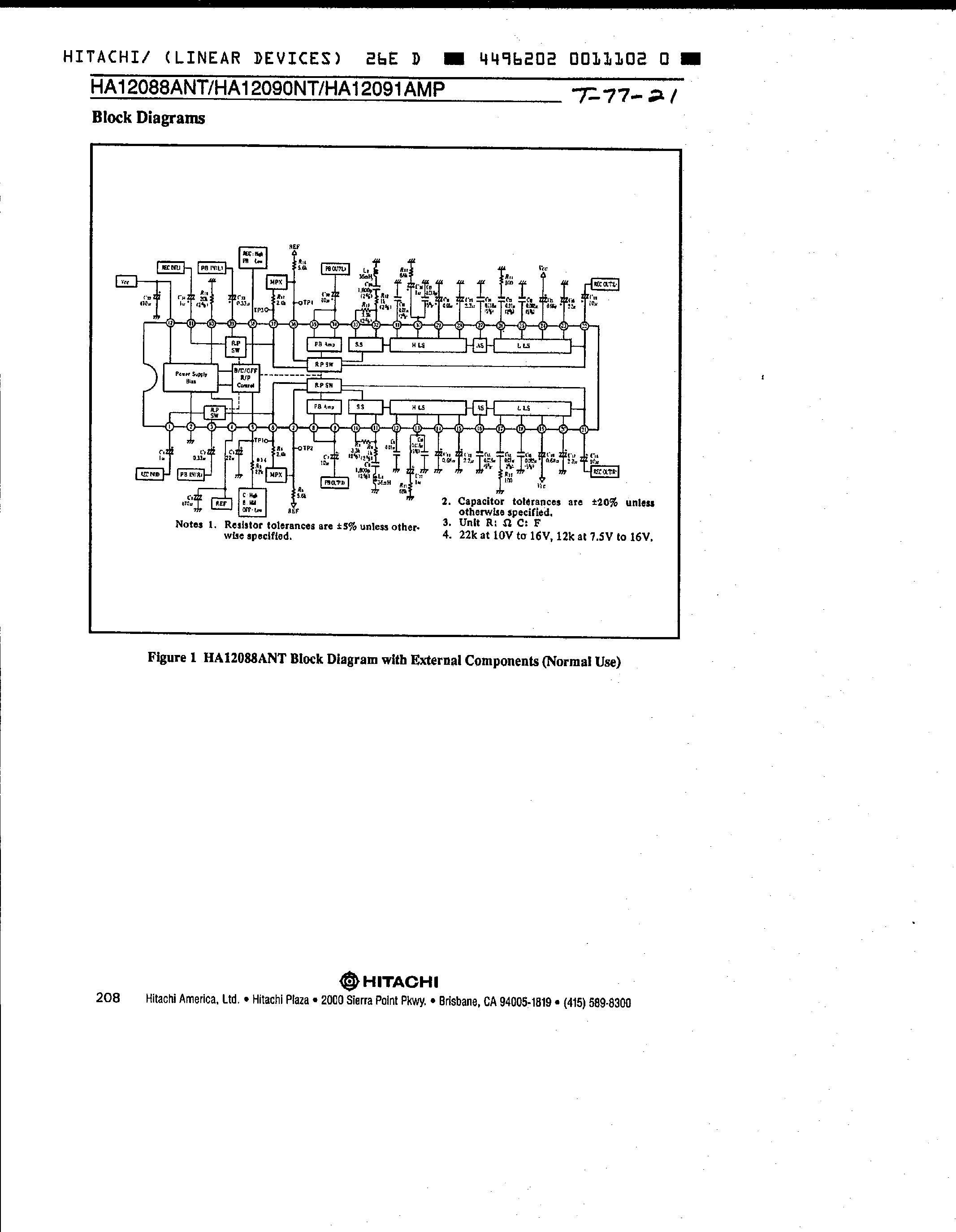 Datasheet HA12090NT - (HA12091AMP) Dolby B-C Type Noise Reduction System page 2