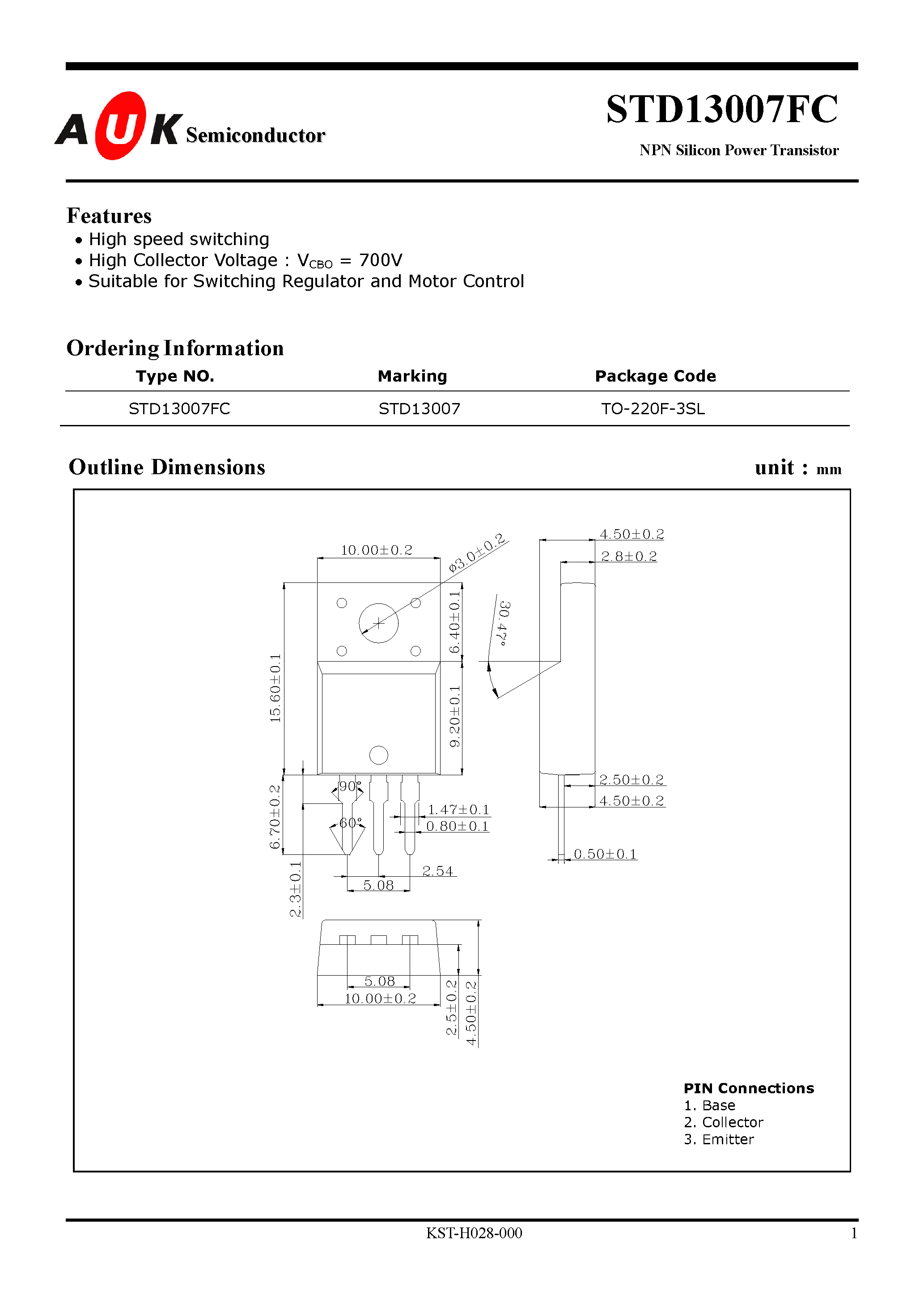 Datasheet STD13007FC - NPN Silicon Power Transistor page 1