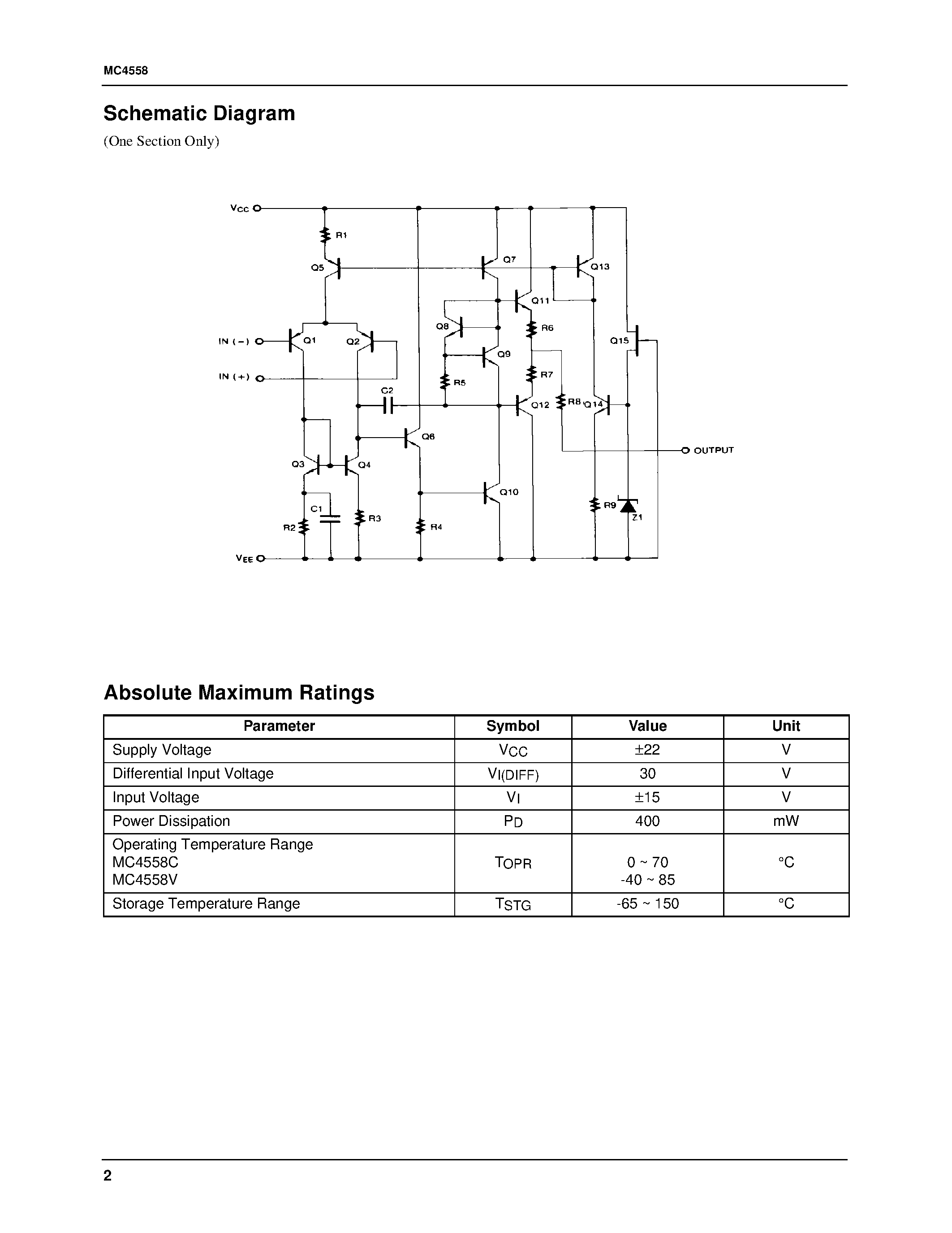 Datasheet MC4558 - Dual Operational Amplifier page 2