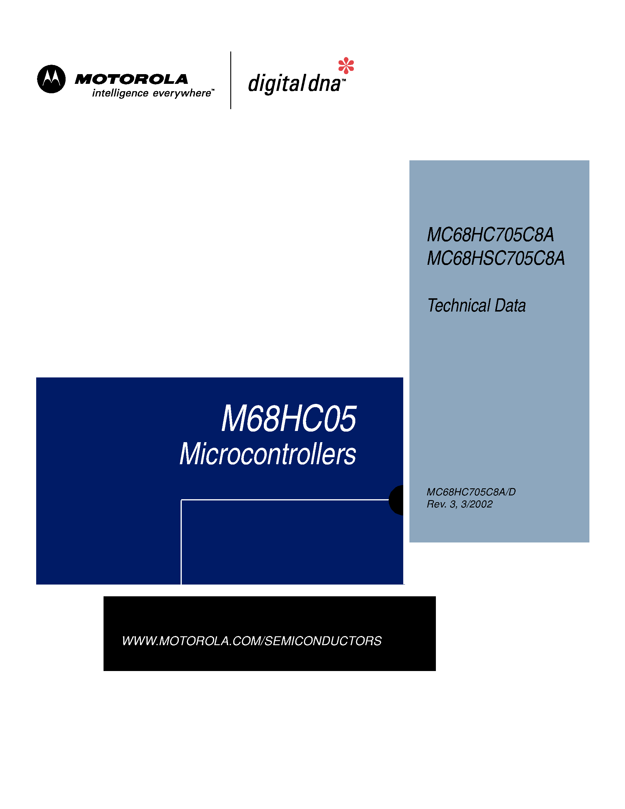 Даташит MC705C8ACFNR2 - 68HC705C8A Technical Data Book страница 1