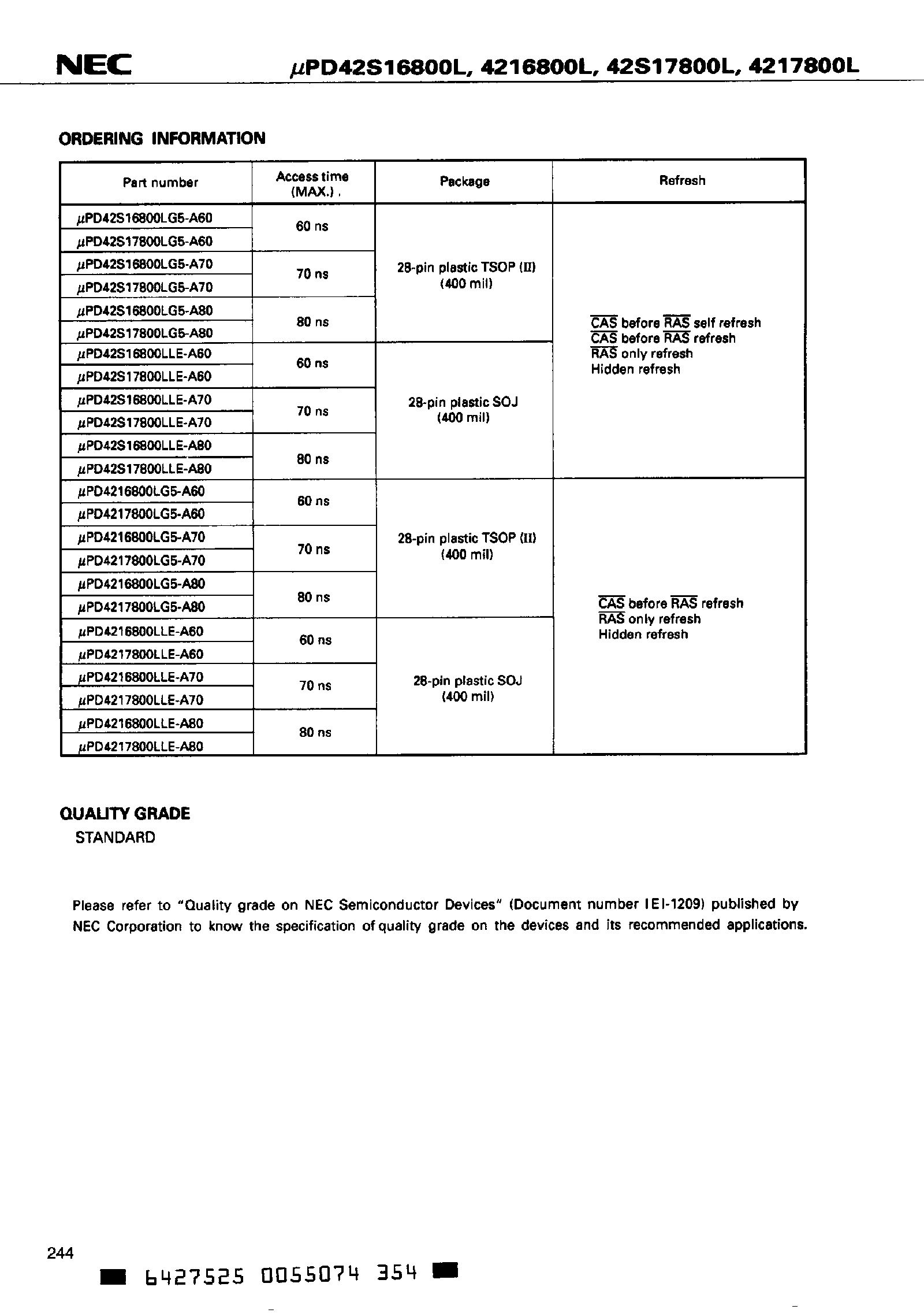 Даташит UPD4216800 - 3.3V Operation 16M-Bit DRAM страница 2