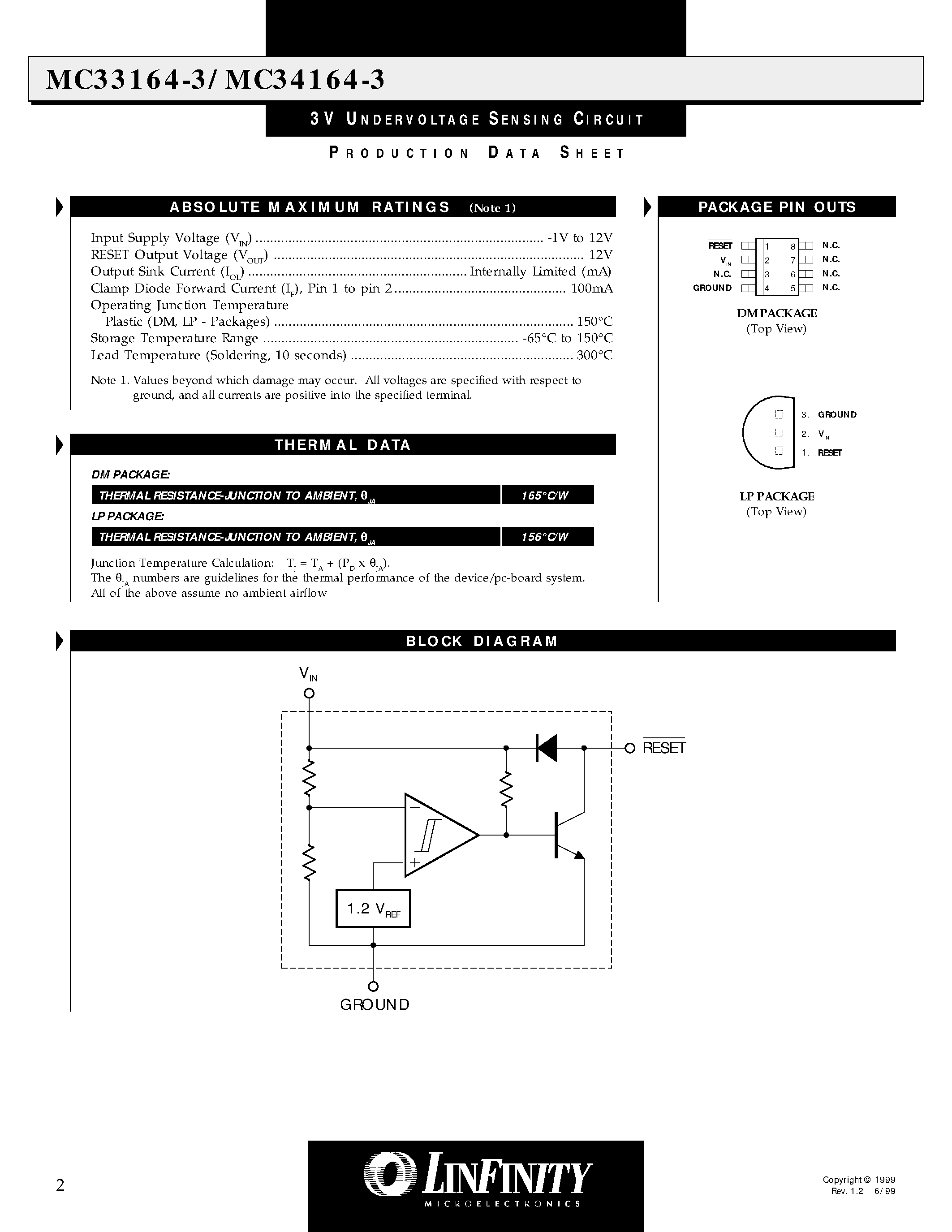 Даташит MC34164-3 - 3V UNDERVOLTAGE SENSING CIRCUIT страница 2