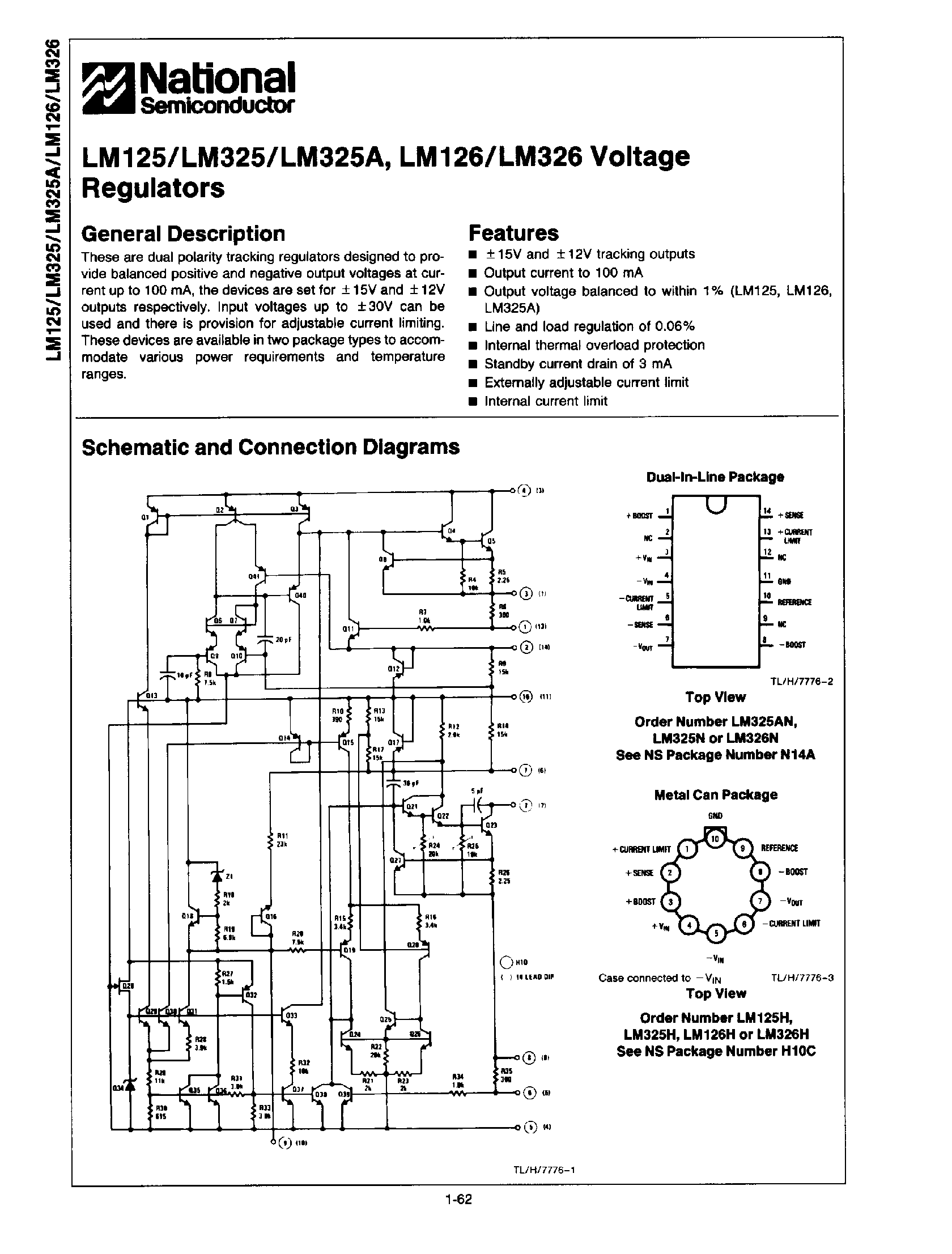 Datasheet LM326 - Voltage Regulators page 1