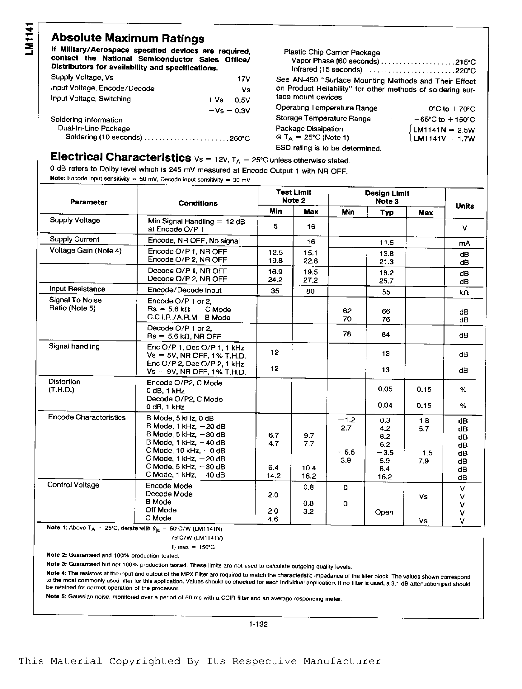 Datasheet LM1141 - Dolby B-C Type Noise Reduction page 2