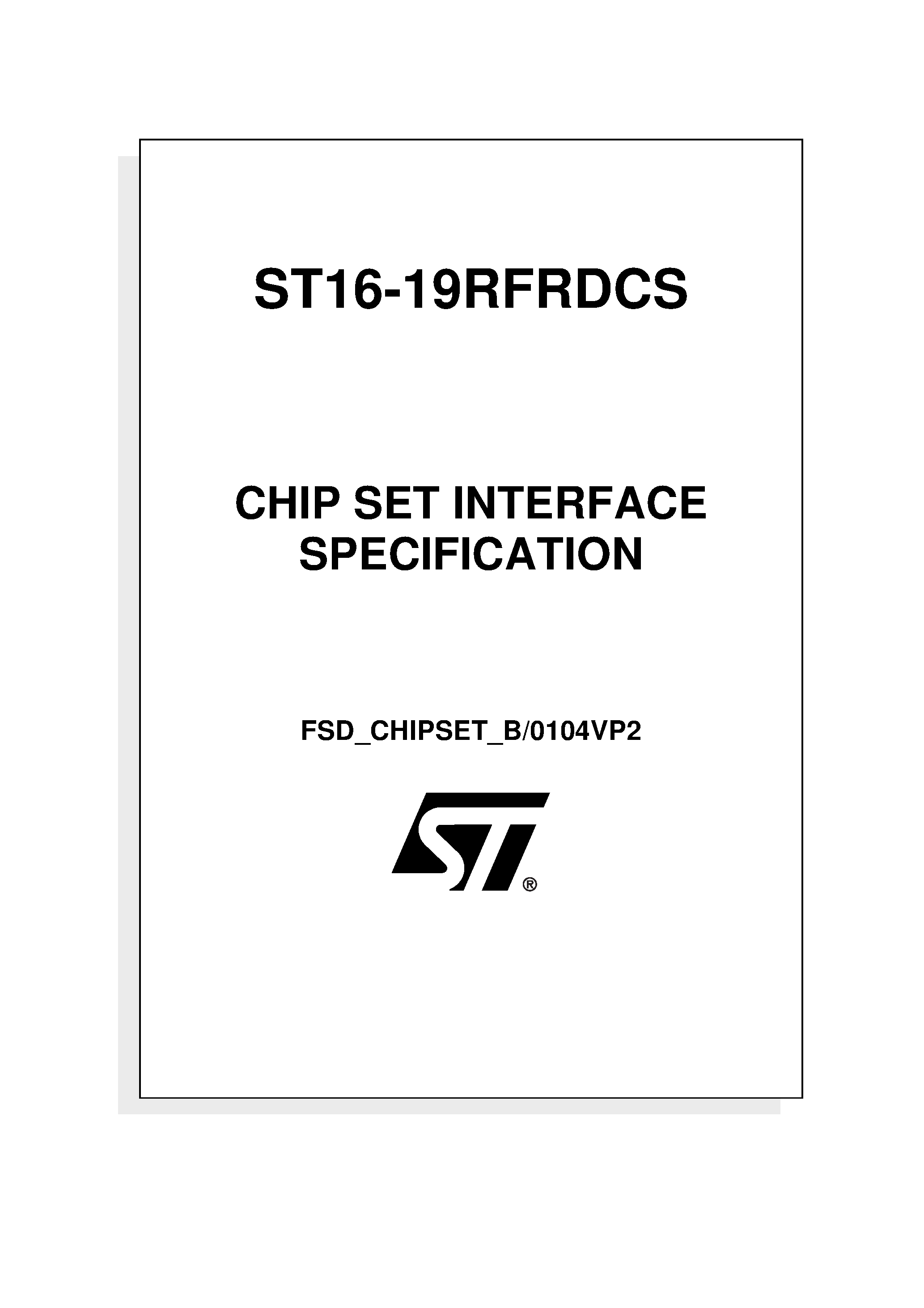 Datasheet ST16-19RFRDCS - CHIP SET INTERFACE SPECIFICATION page 1