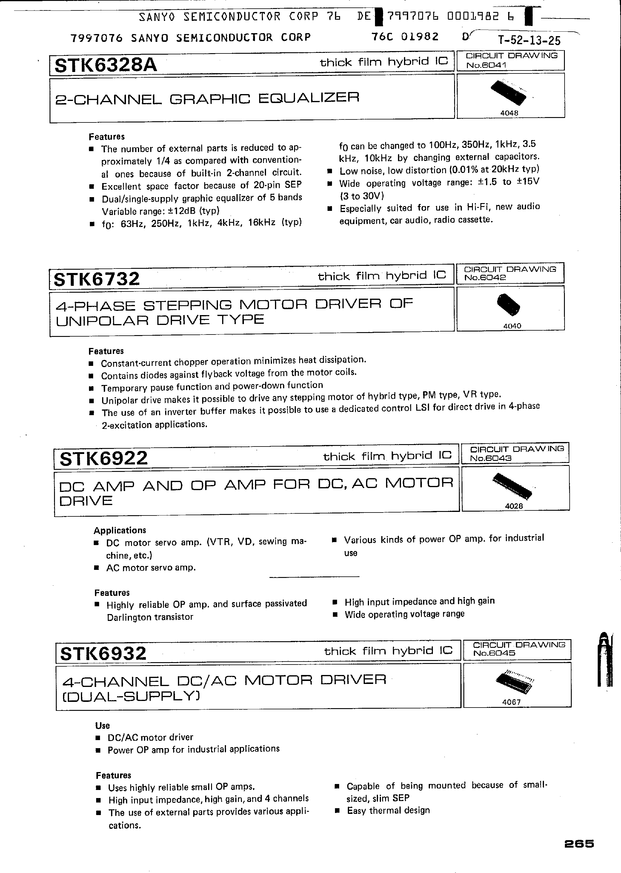 Datasheet STK6922 - DC Amp and OP Amp for DC/AC Motor Drive page 1