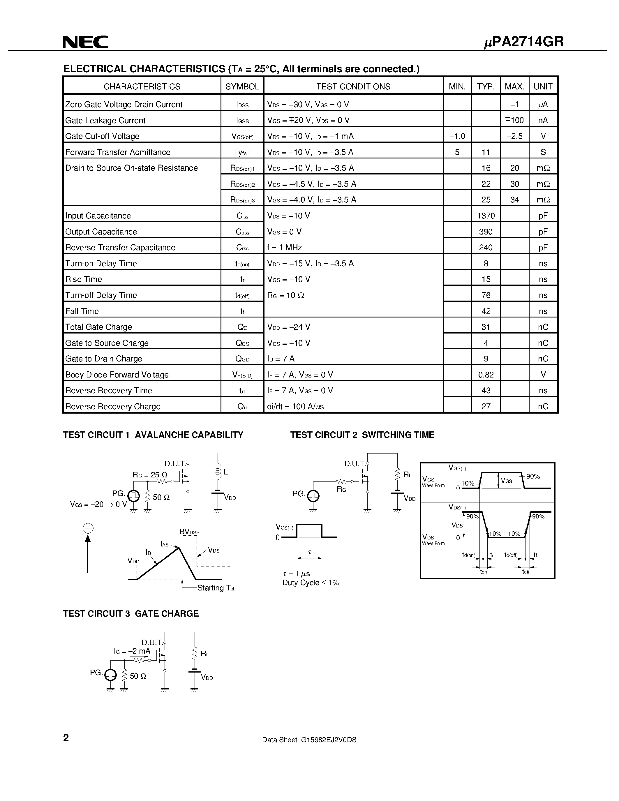 Даташит UPA2714GR - SWITCHING N- AND P-CHANNEL POWER MOS FET страница 2