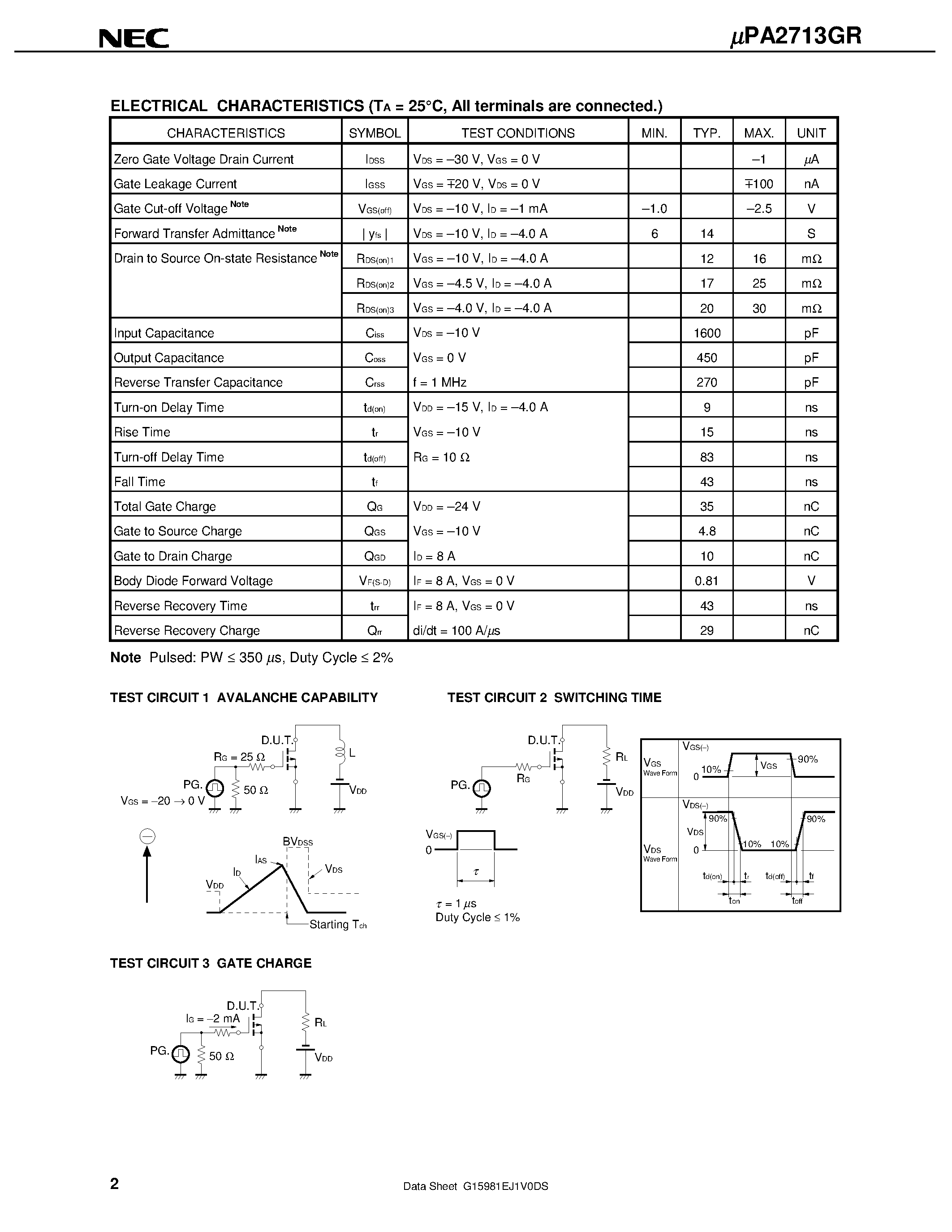 Даташит UPA2713GR - SWITCHING N- AND P-CHANNEL POWER MOS FET страница 2