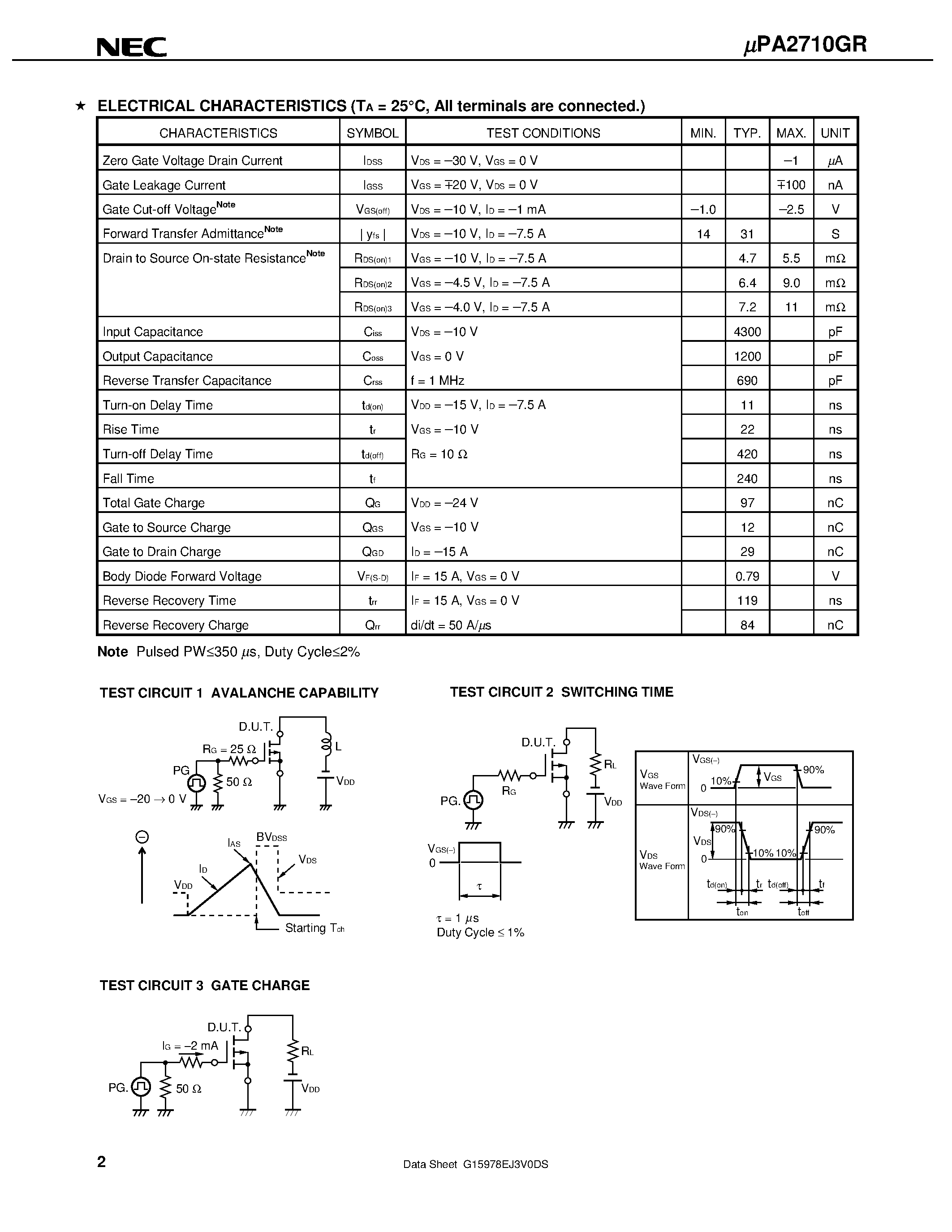 Даташит UPA2710GR - SWITCHING N- AND P-CHANNEL POWER MOS FET страница 2