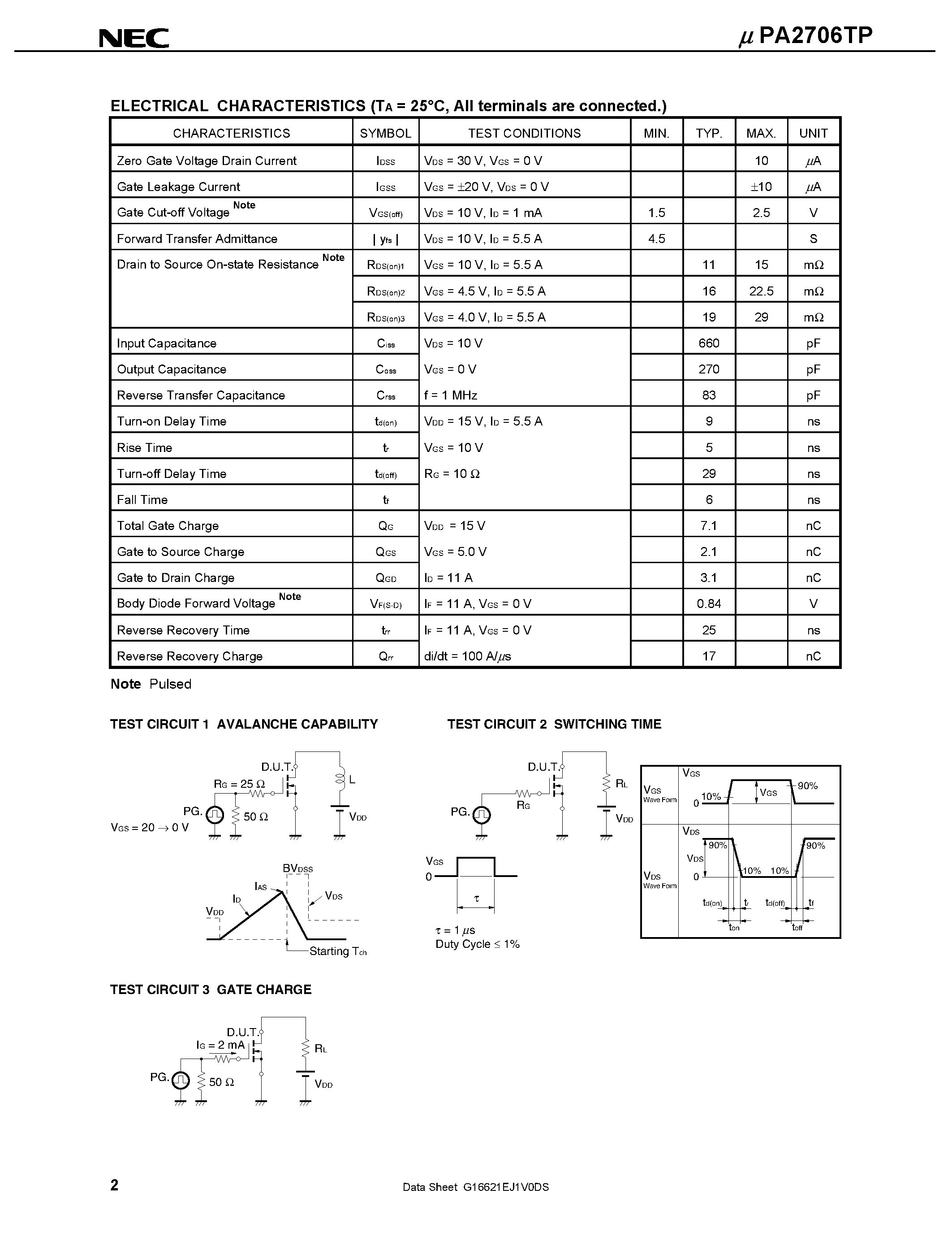 Даташит UPA2706TP - SWITCHING N- AND P-CHANNEL POWER MOS FET страница 2