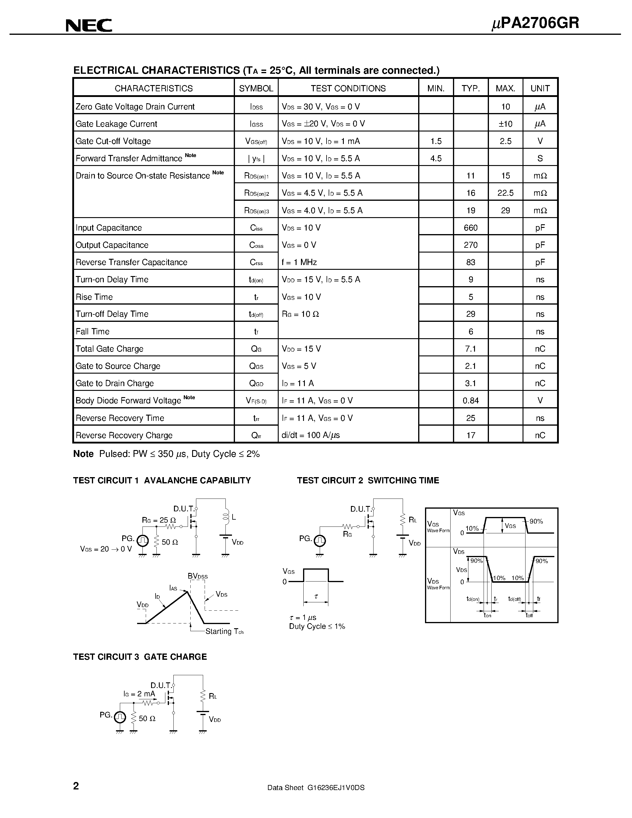 Даташит UPA2706GR - SWITCHING N- AND P-CHANNEL POWER MOS FET страница 2