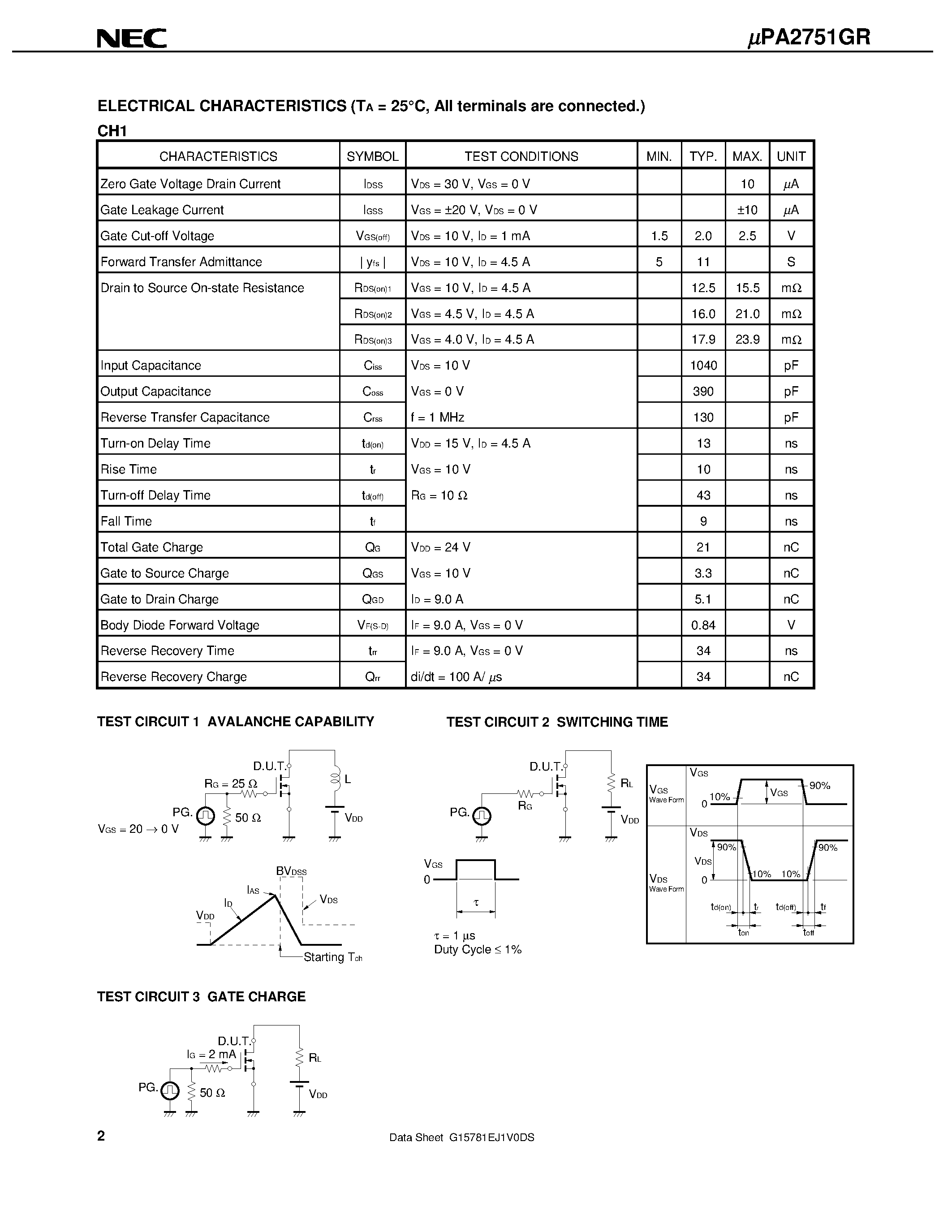 Даташит UPA2751GR - SWITCHING N- AND P-CHANNEL POWER MOS FET страница 2