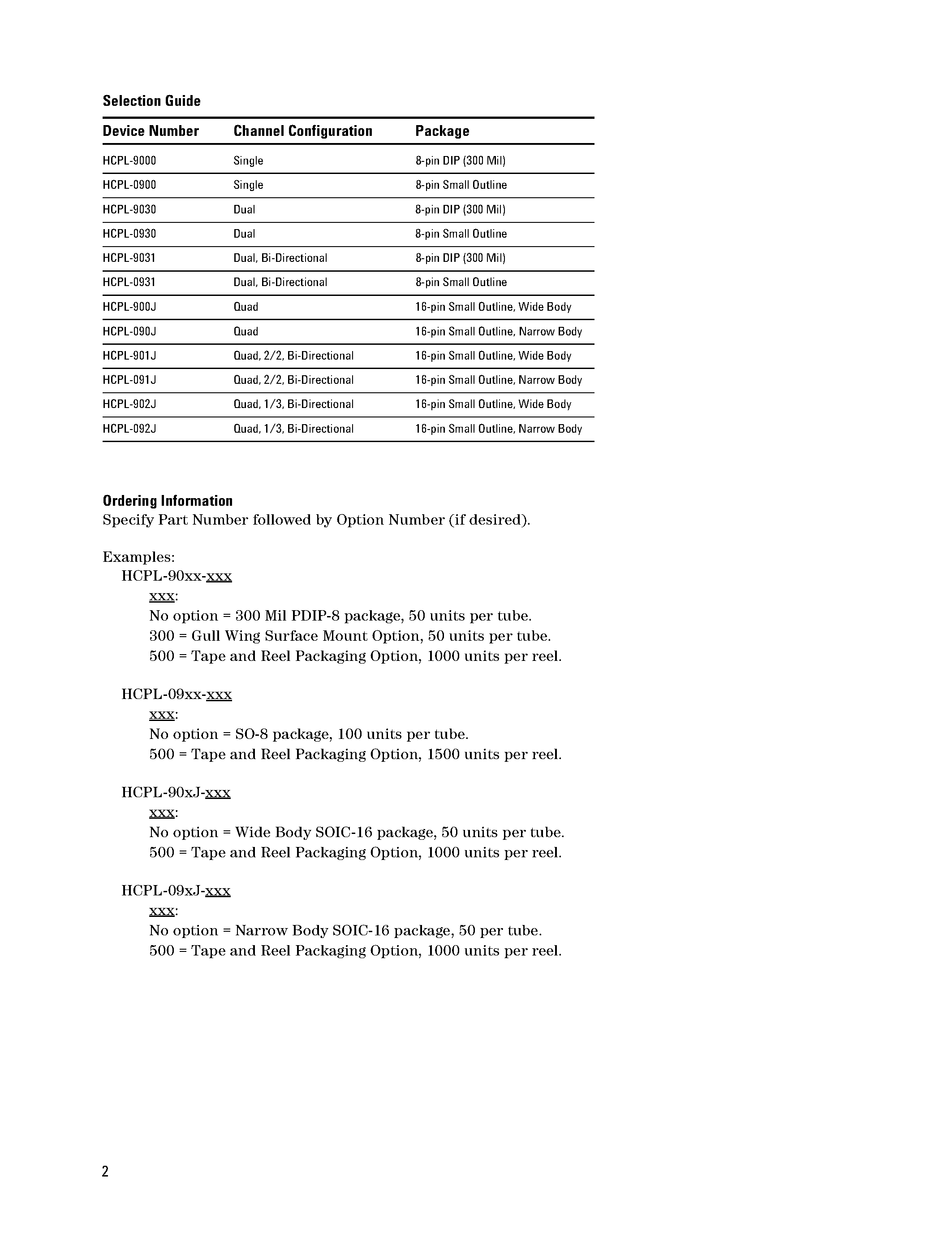 Datasheet HCPL-90xx - High Speed Digital Isolators page 2