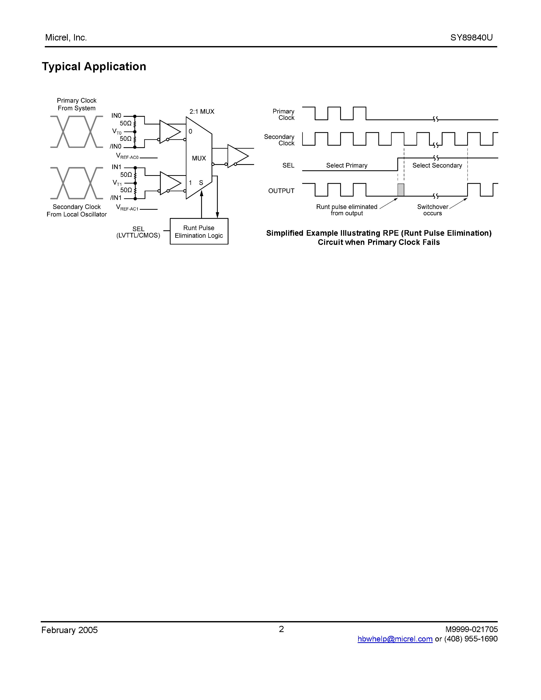 Даташит SY89840U - Precision LVPECL Runt Pulse Eliminator 2:1 Multiplexer страница 2