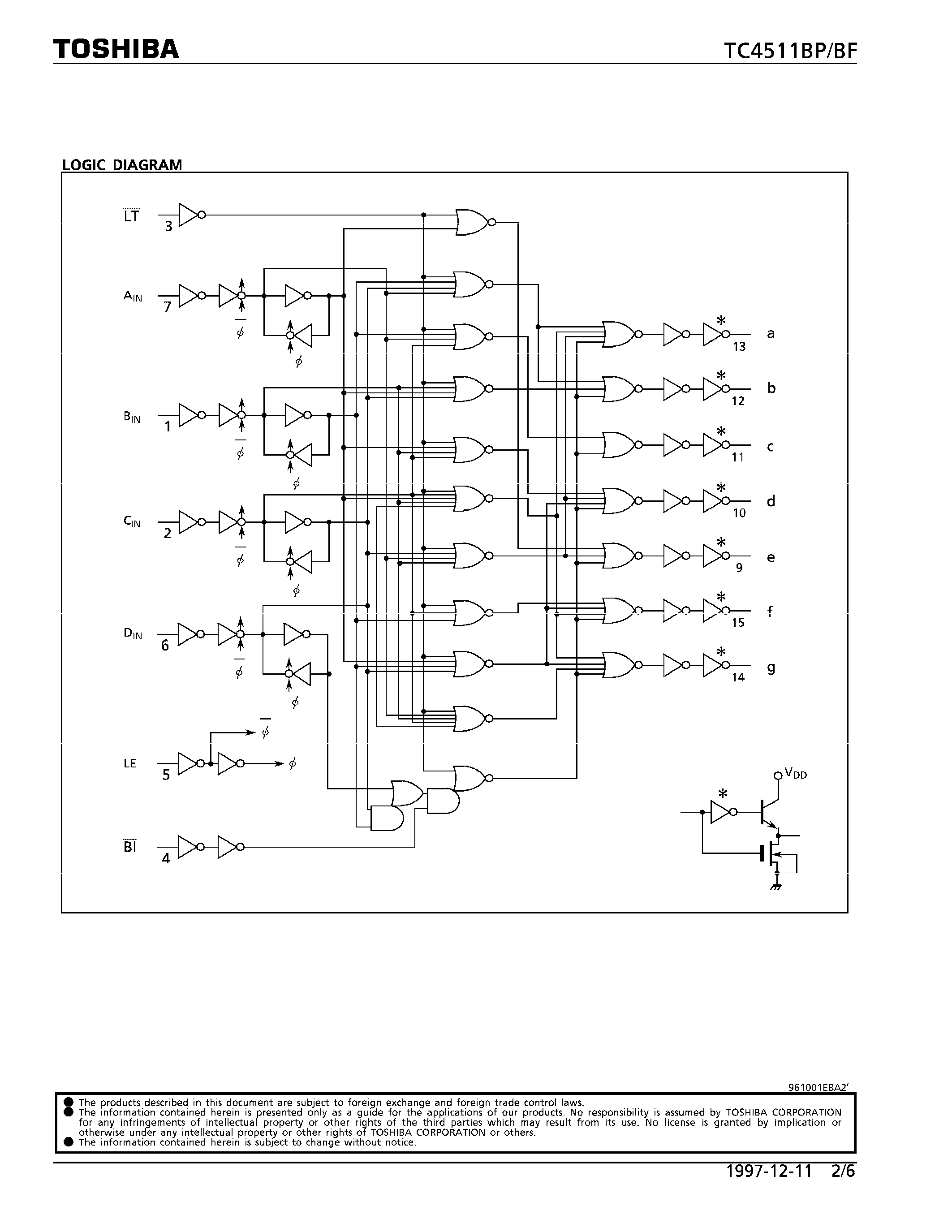 Даташит TC4511 - BCD-TO-SEVEN SEGEMENT LATCH/DECODER/DRIVER страница 2