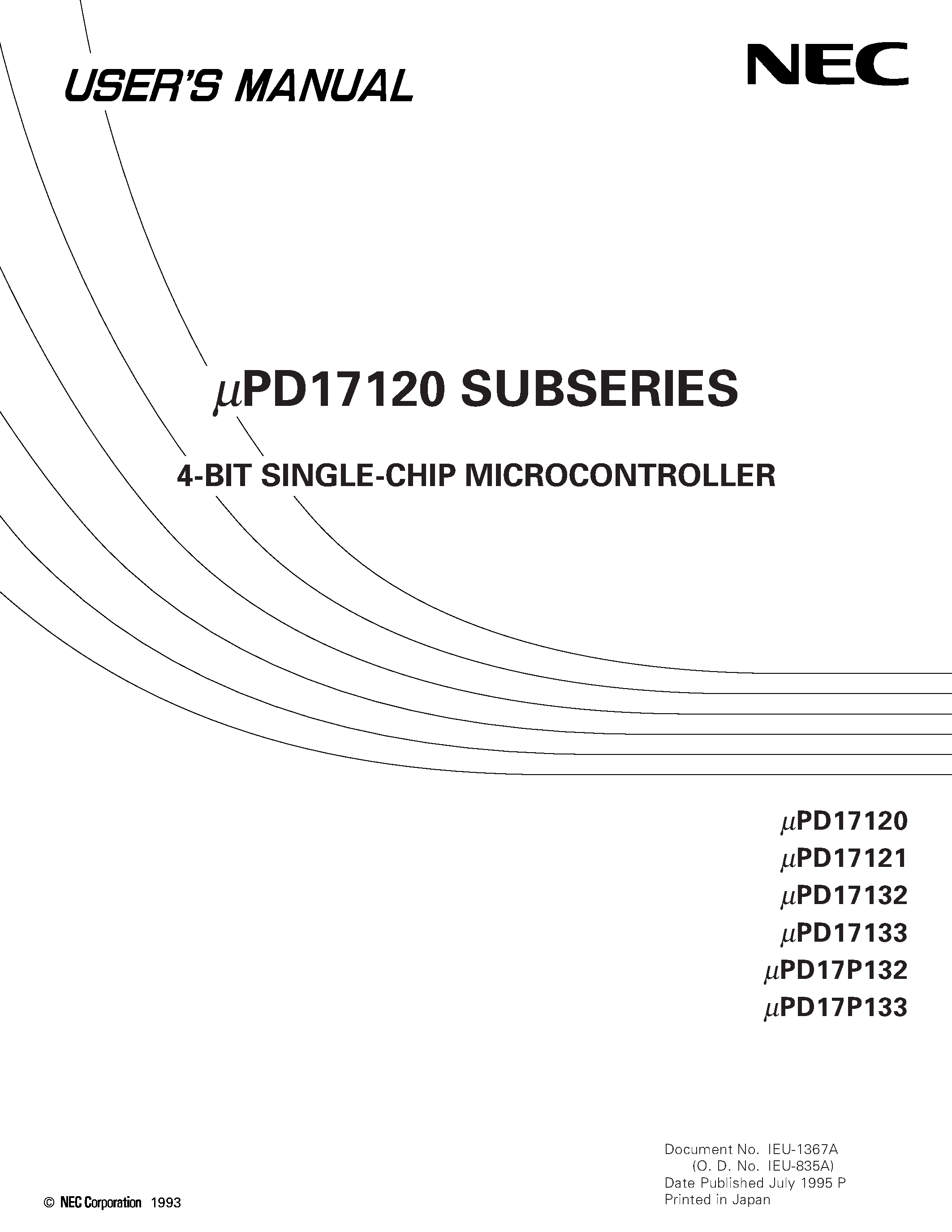 Datasheet UPD17120 - (UPD17120 - UPD17133) 4-Bit Single-Chip Microcontroller page 1