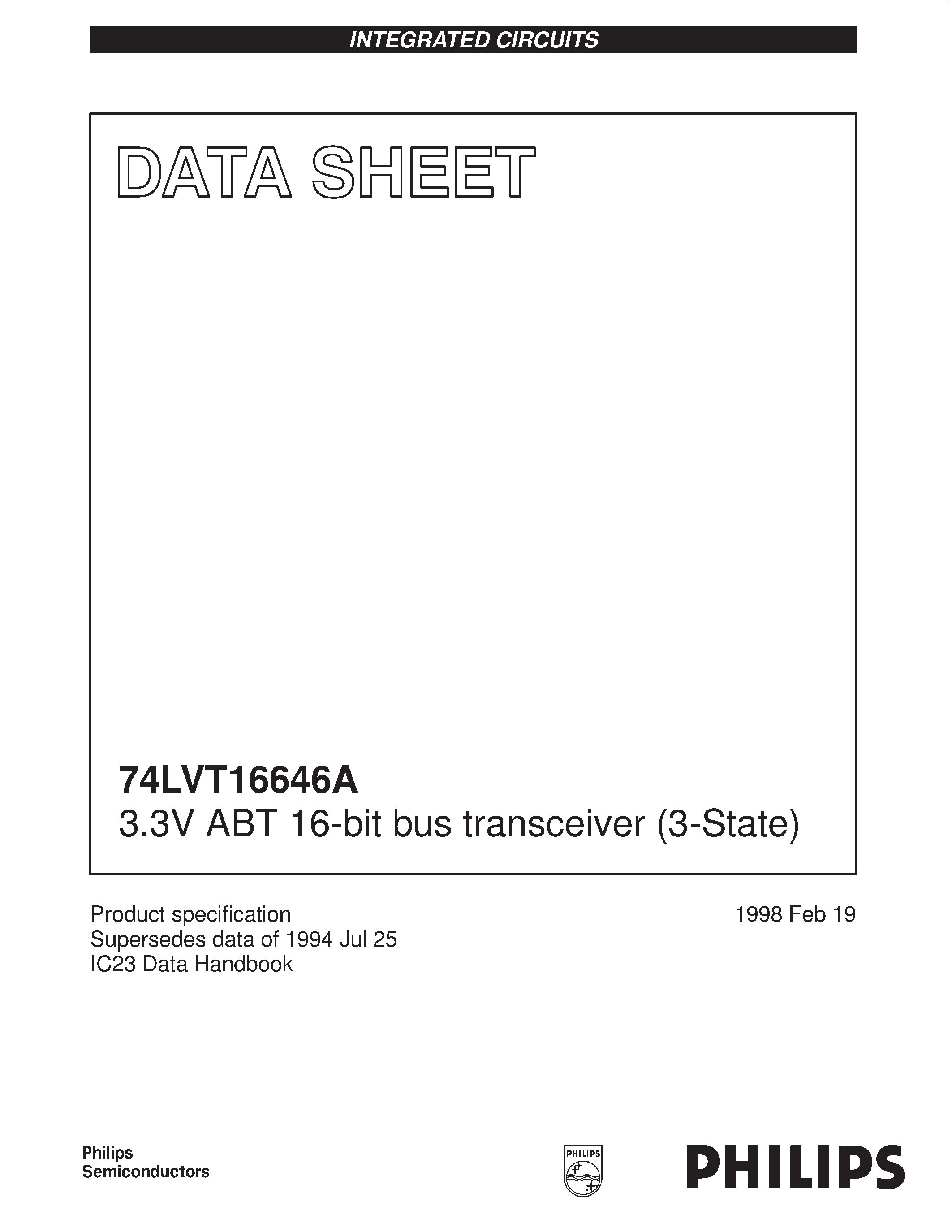 Datasheet 74LVT166646A - 3.3V ABT 16-bit bus transceiver 3-State page 1