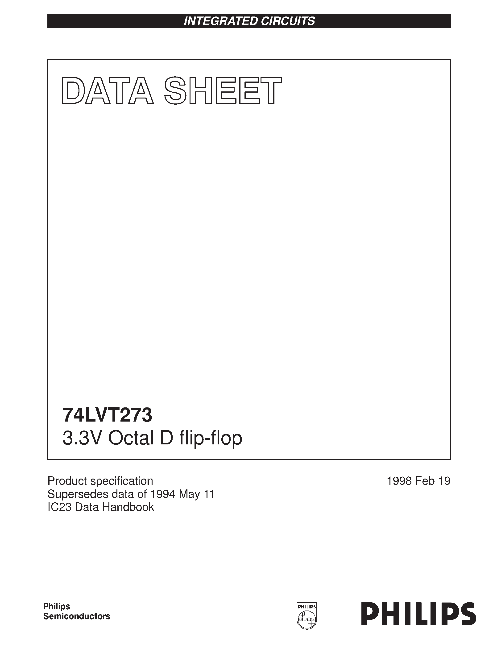 Datasheet 74LVT273 - 3.3V Octal D flip-flop page 1