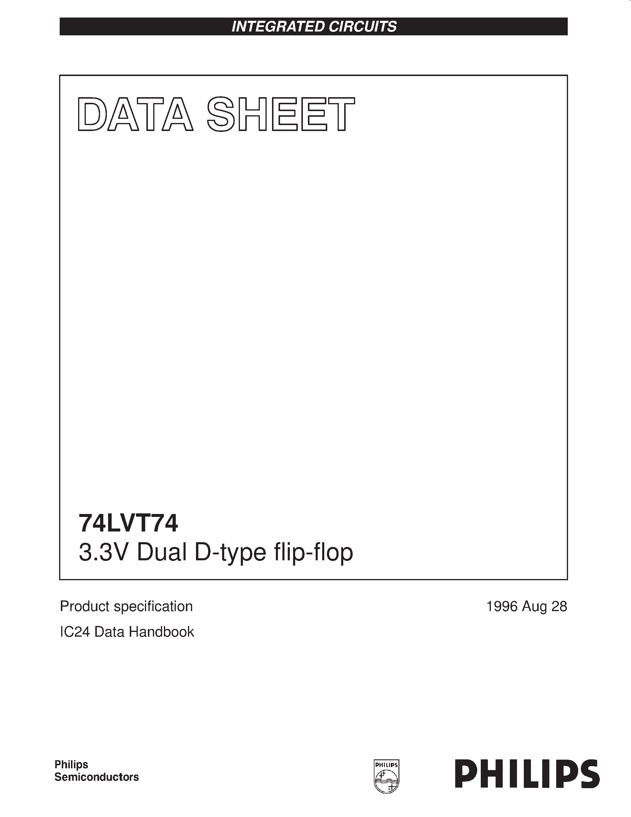 Datasheet 74LVT74 - 3.3V Dual D-type flip-flop page 1