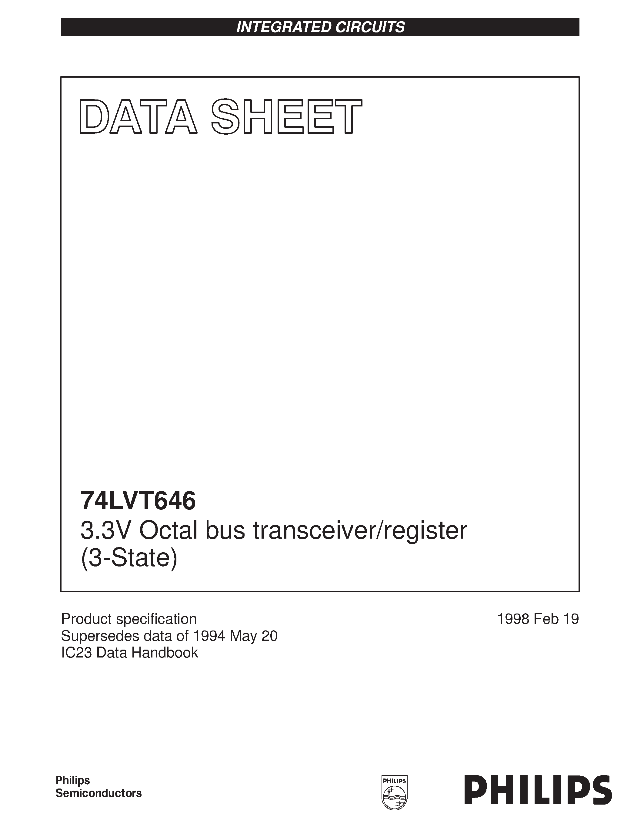 Datasheet 74LVT646 - 3.3V Octal bus transceiver/register 3-State page 1