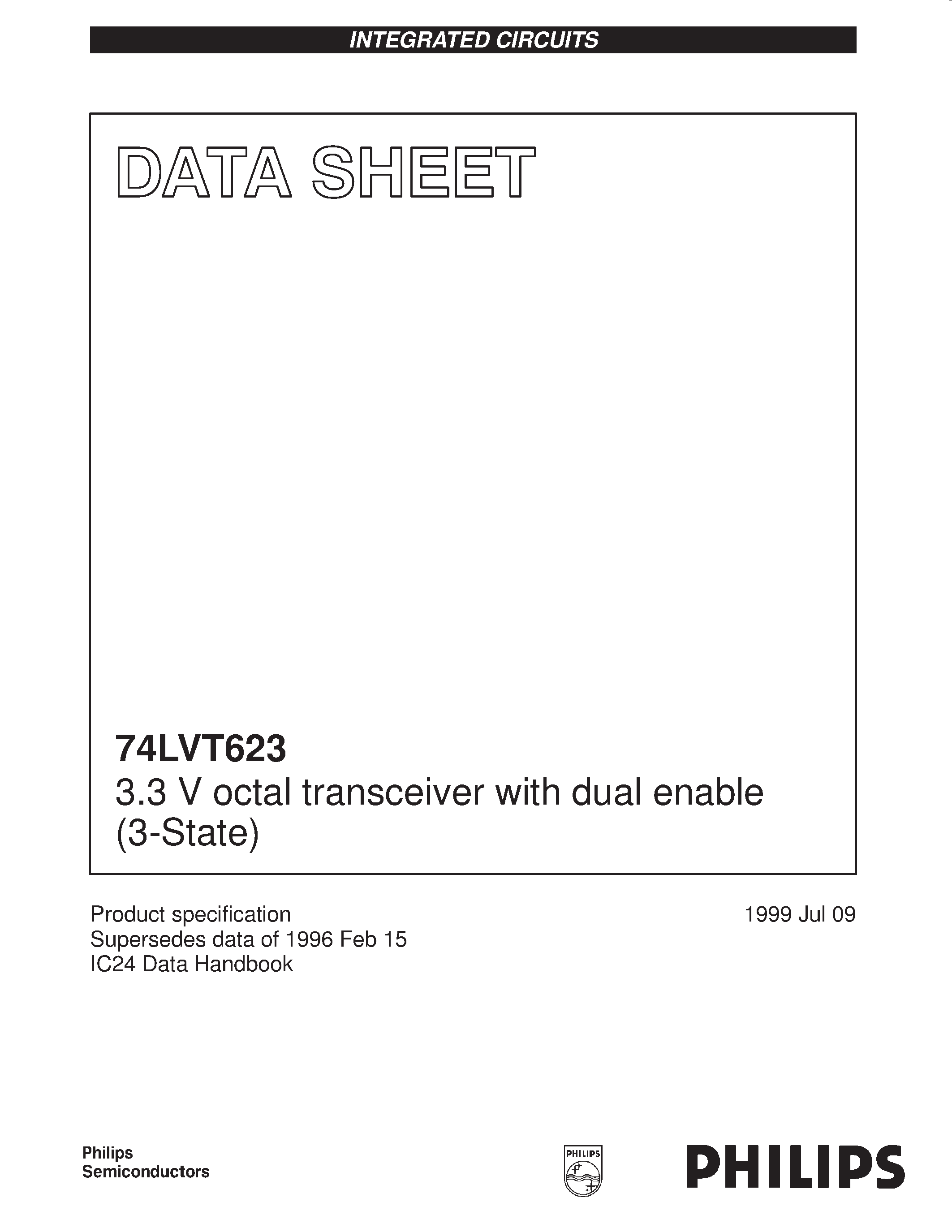 Datasheet 74LVT623 - 3.3 V octal transceiver with dual enable 3-State page 1