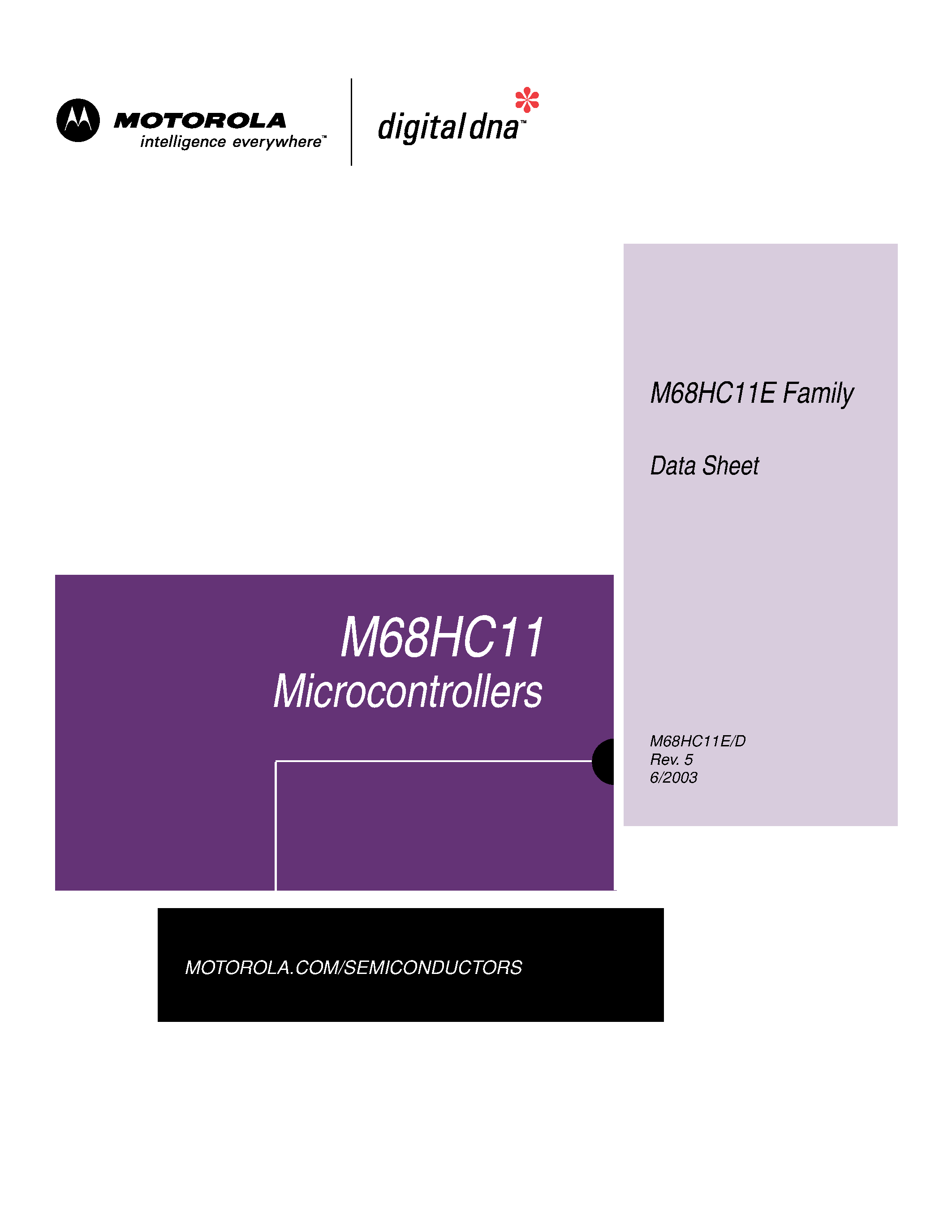 Даташит MC68HC11xxxx - Microcontrollers страница 1