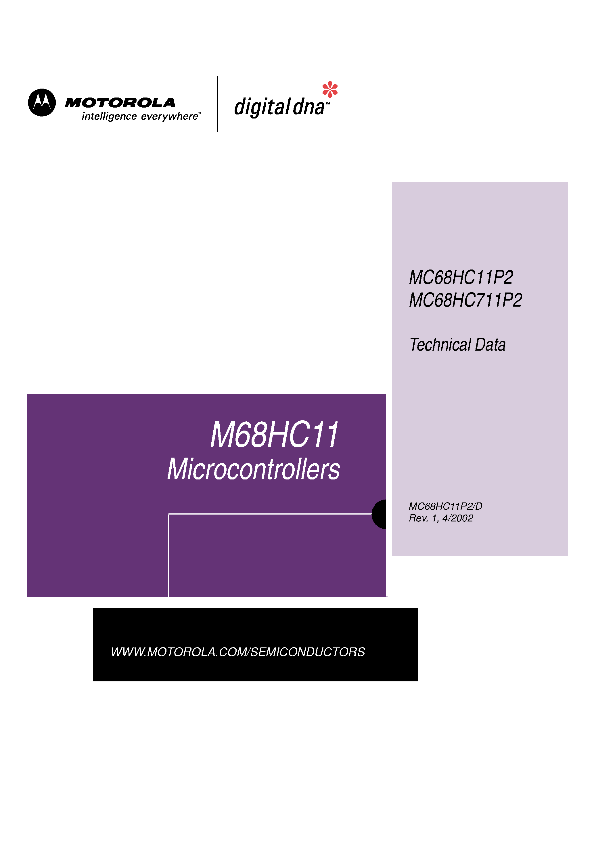 Даташит MC68HC11P2 - Microcontrollers страница 1