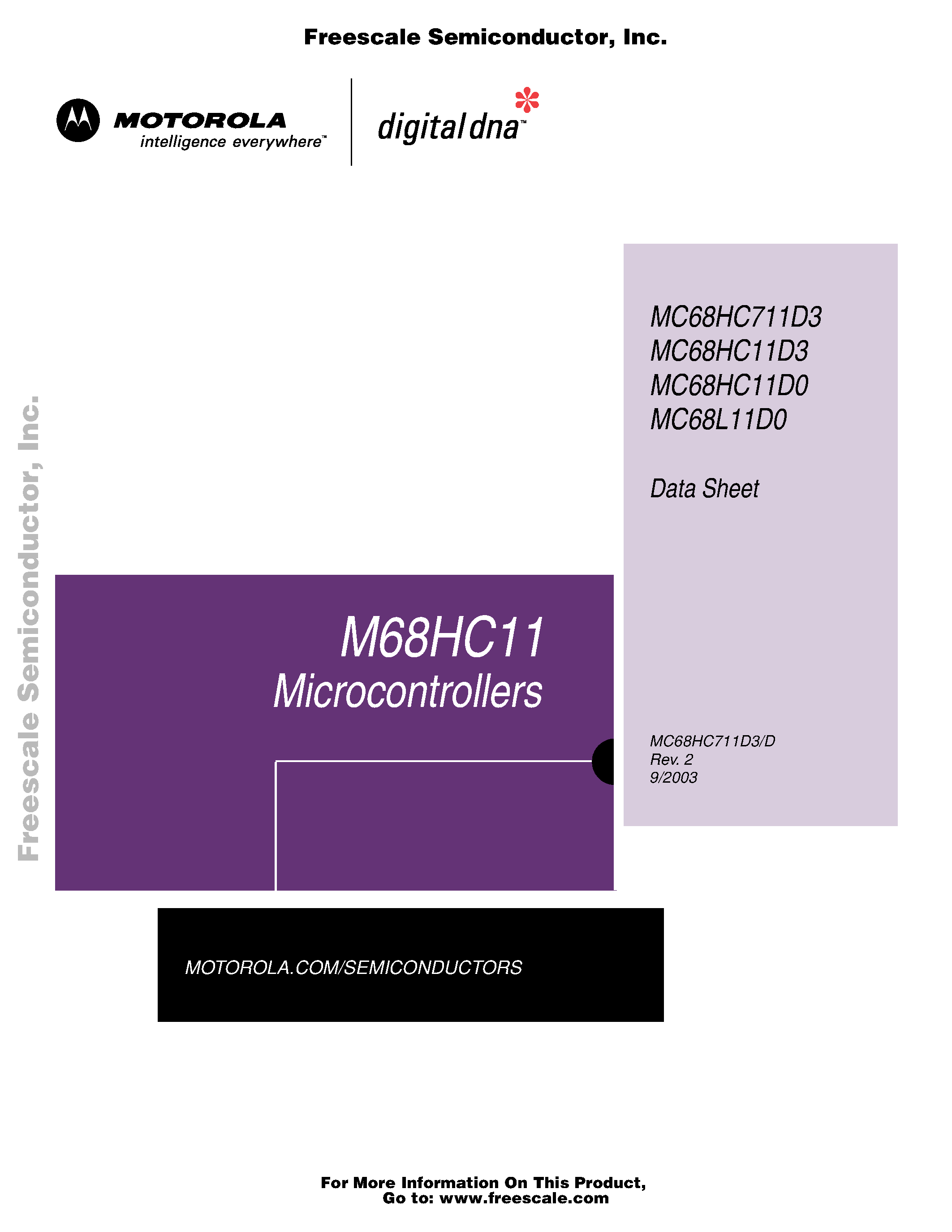 Даташит MC68HC11D0 - Microcontrollers страница 1