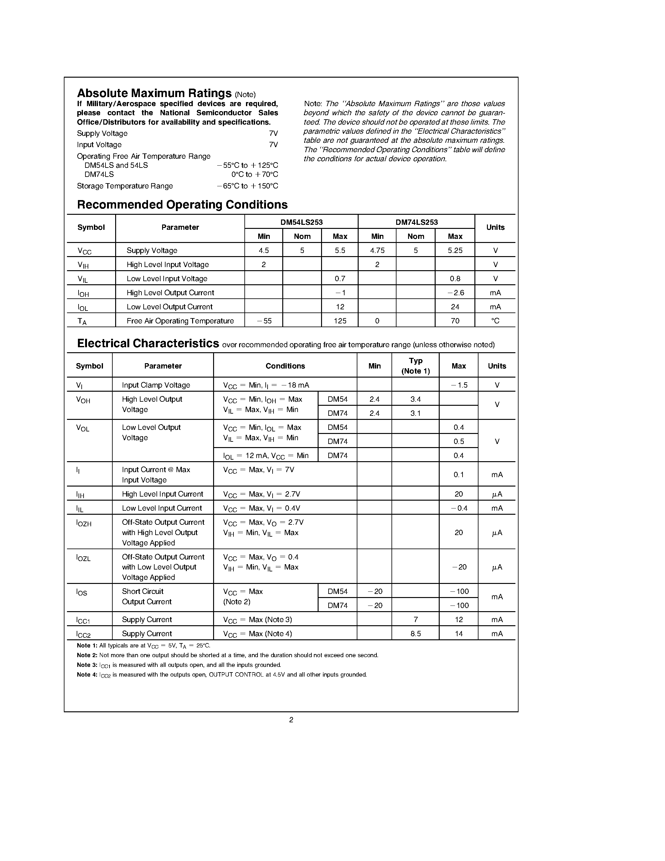 Datasheet DM74LS253 - TRI-STATE Data Selectors/Multiplexers page 2