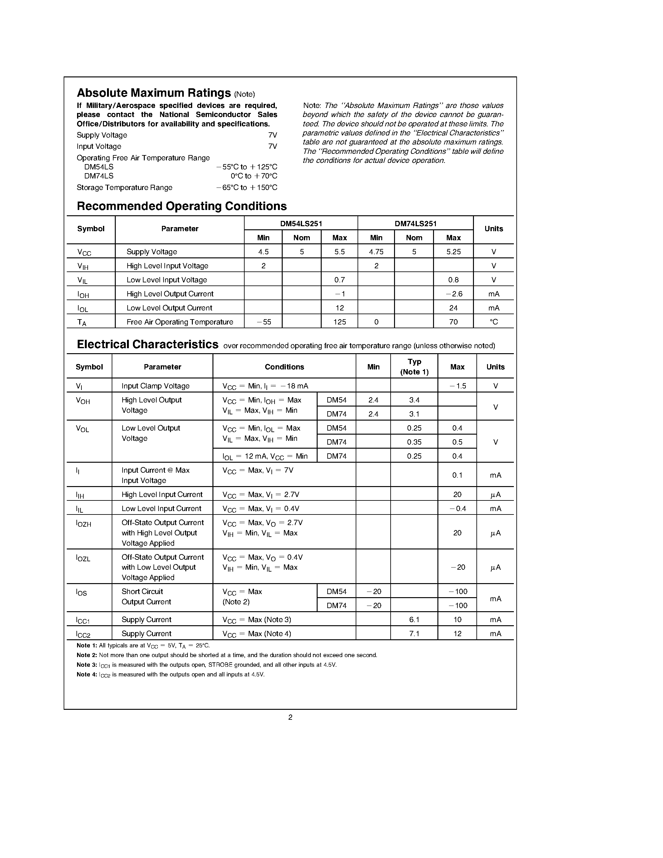 Datasheet DM74LS251 - TRI-STATE Data Selectors/Multiplexers page 2