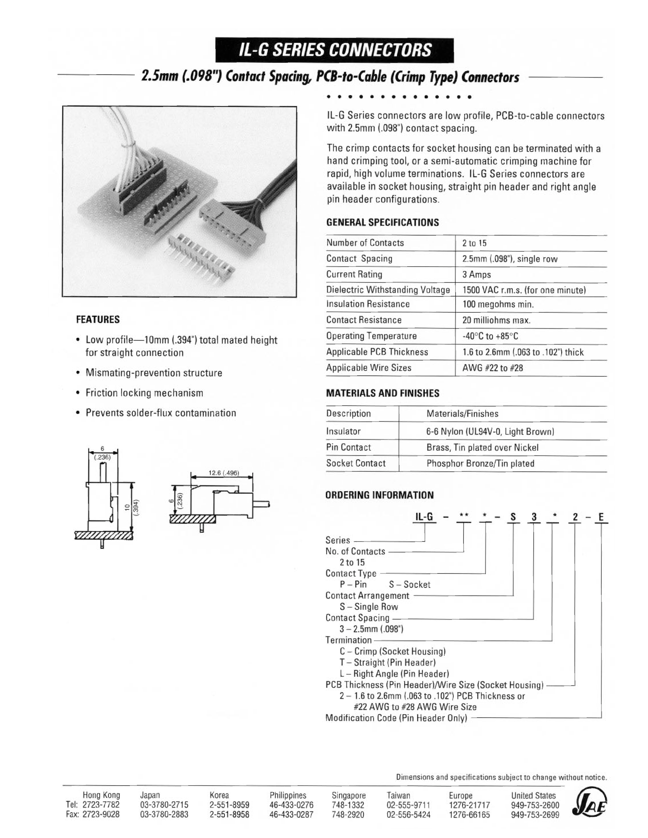 Даташит IL-G-15S-S3C2 - IL-G Series Connectors страница 1