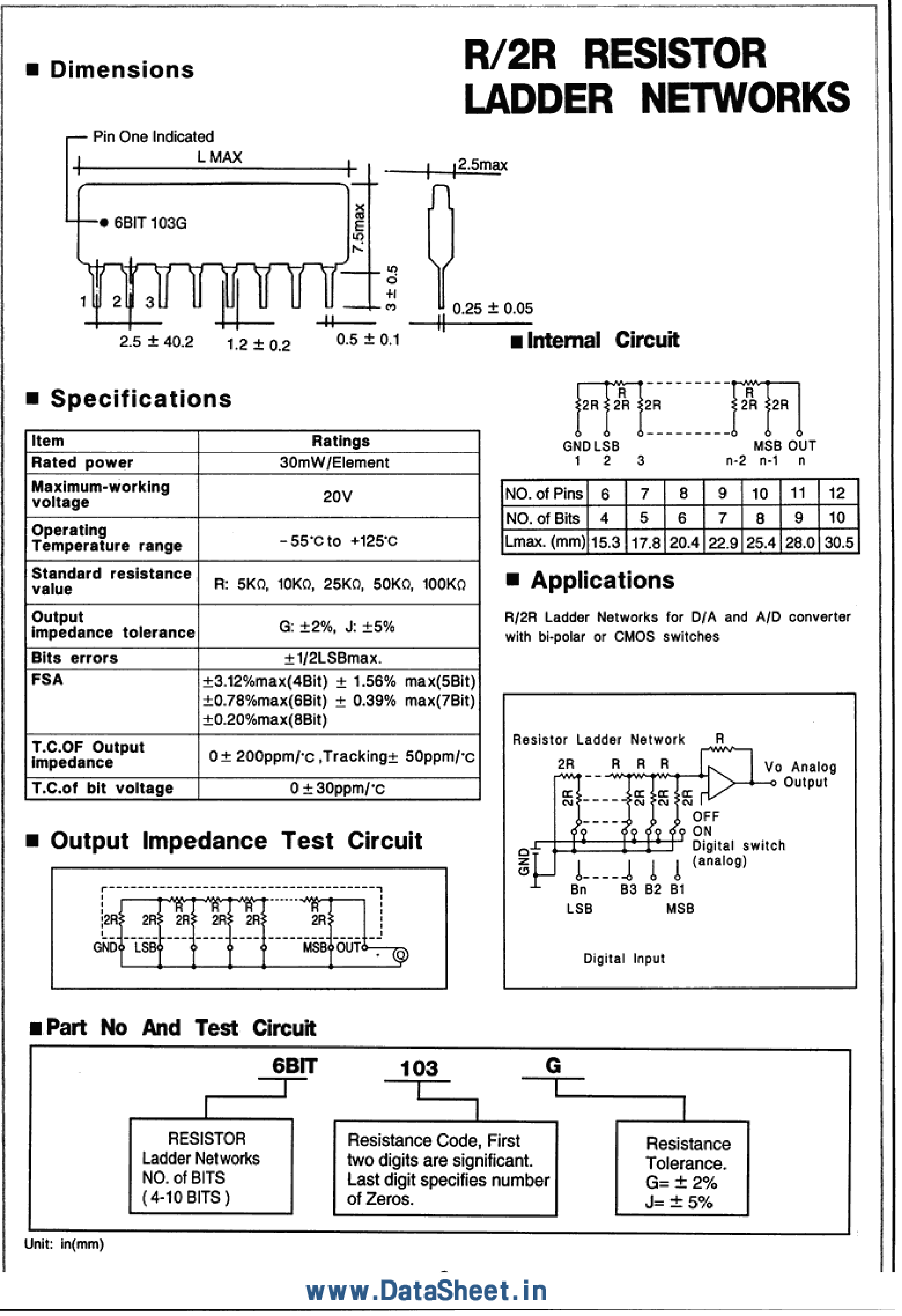 Datasheet 4503 - R/2R Resistor Ladder Networks page 1