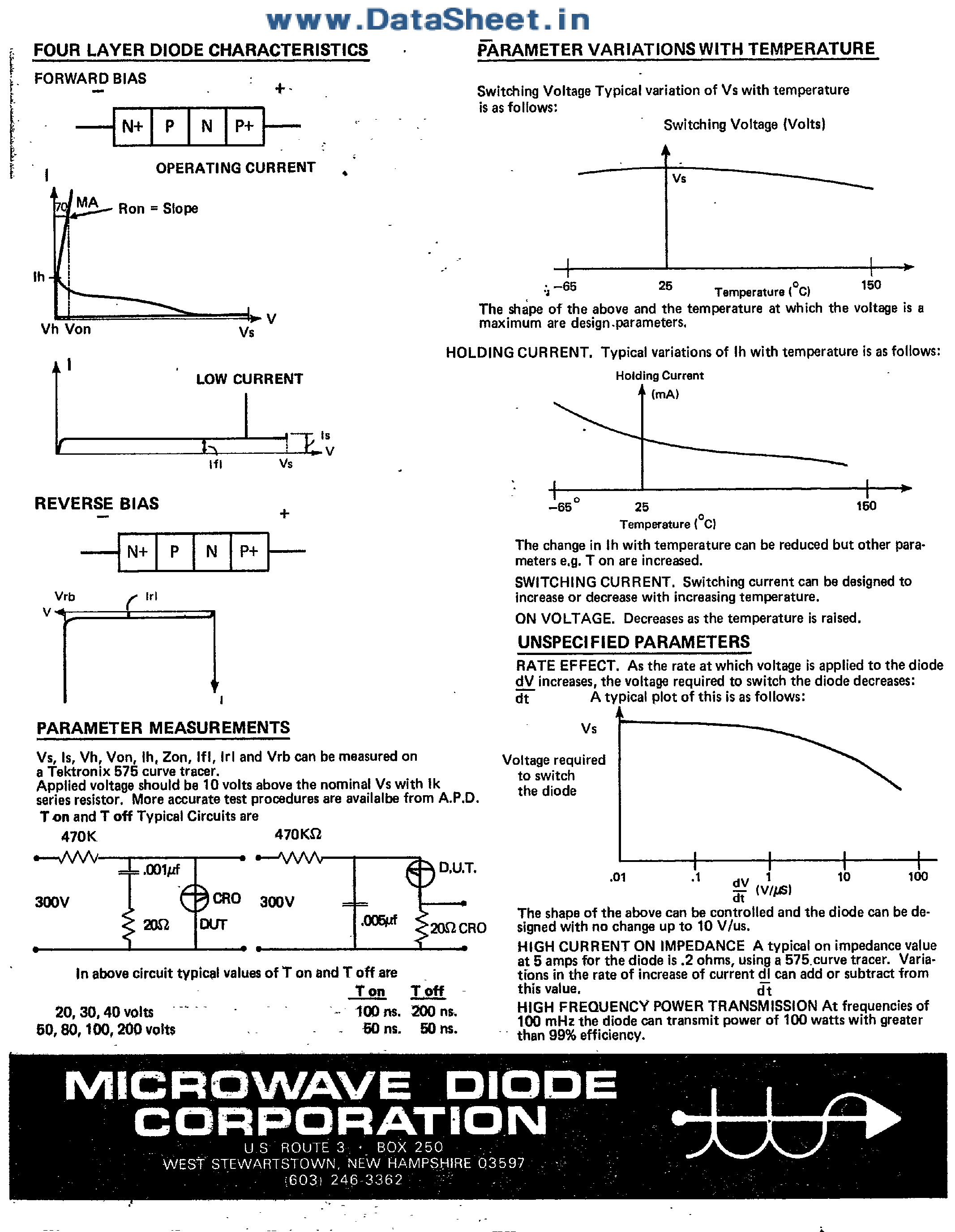 Datasheet 1N3831 - (1N3831 - 1N3846) Silicon Planar Thyristor Diodes page 2