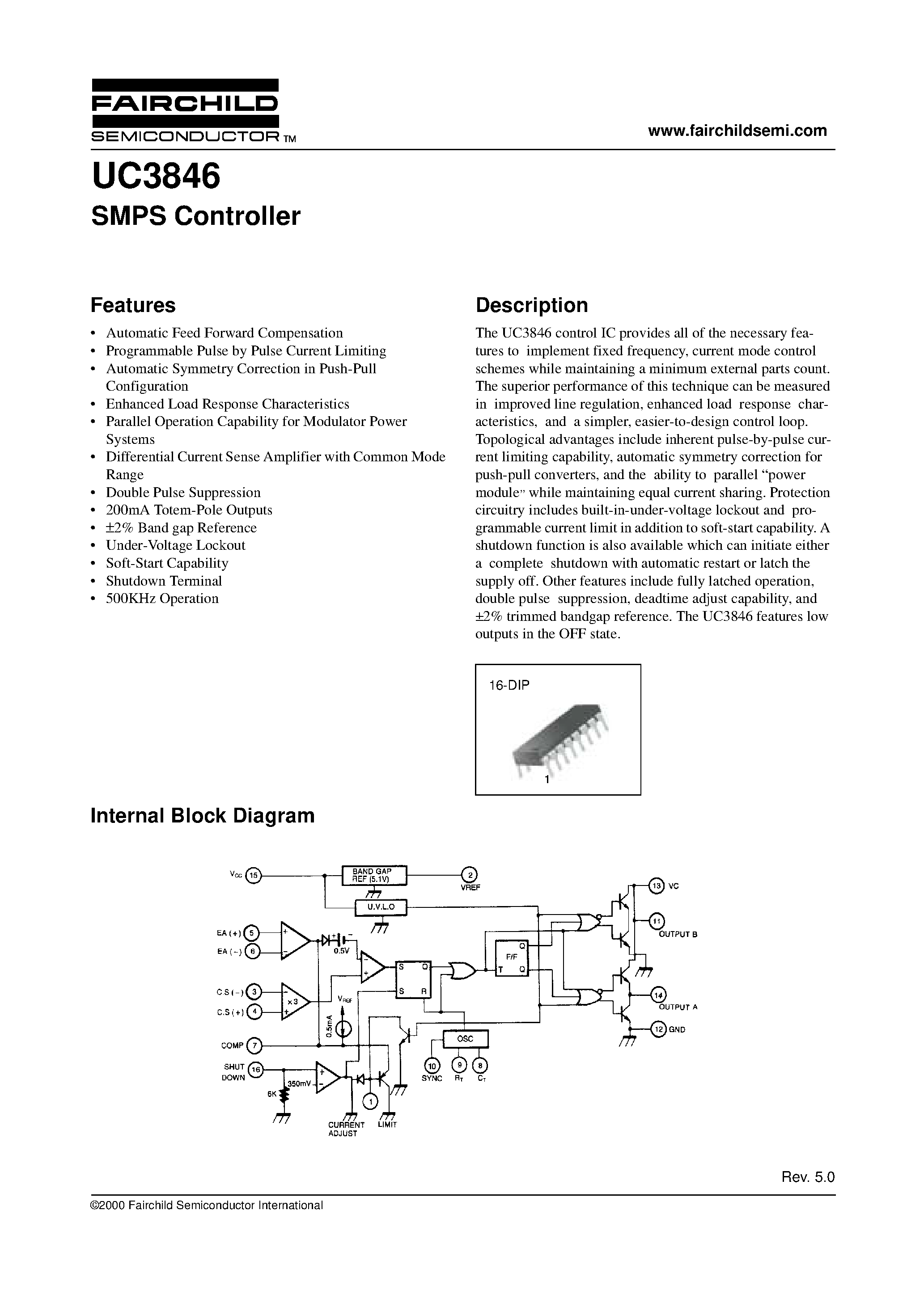 Datasheet UC3846 - SMPS Controller page 1