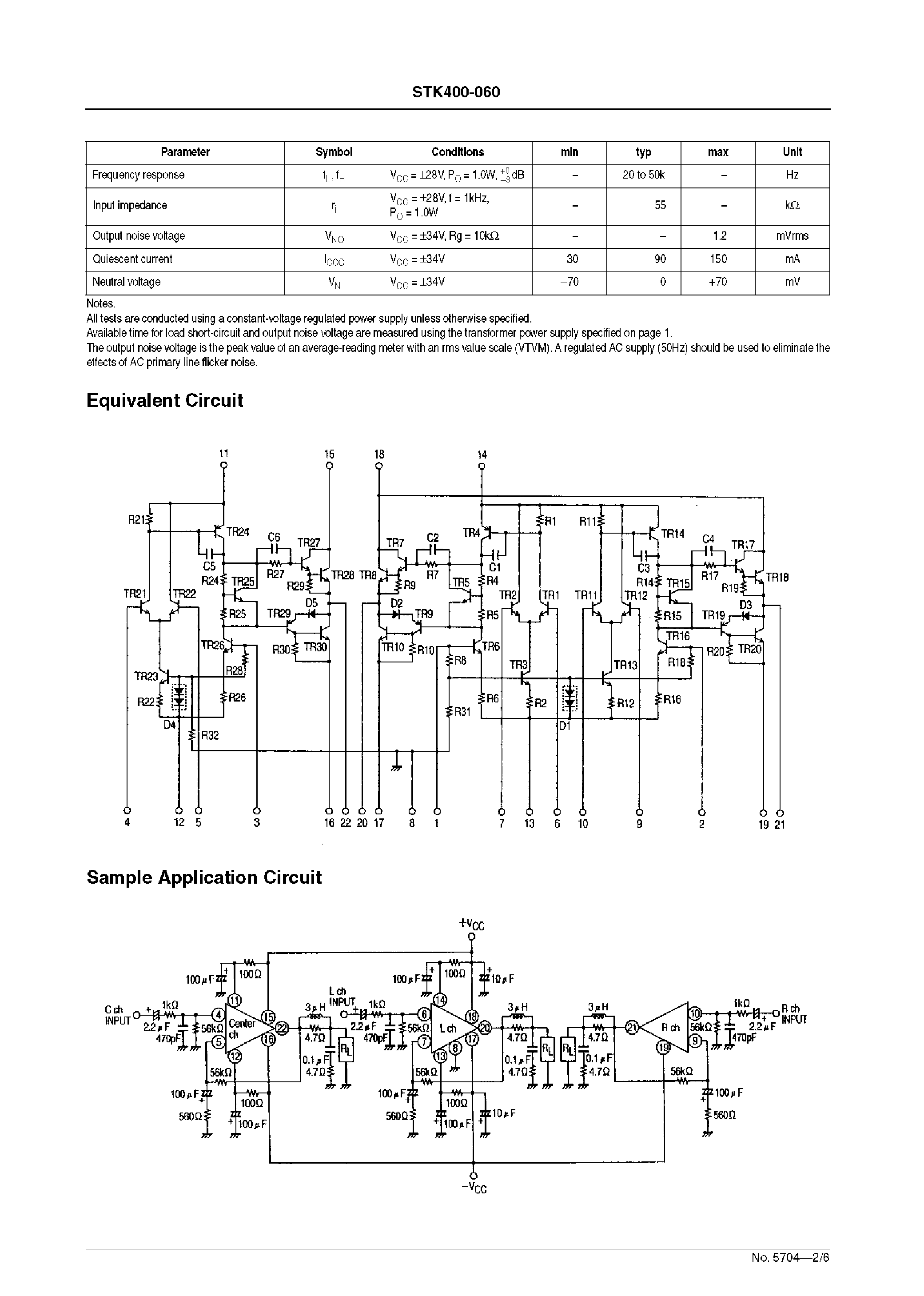 Datasheet STK400-060 - AF Power Amplifier page 2