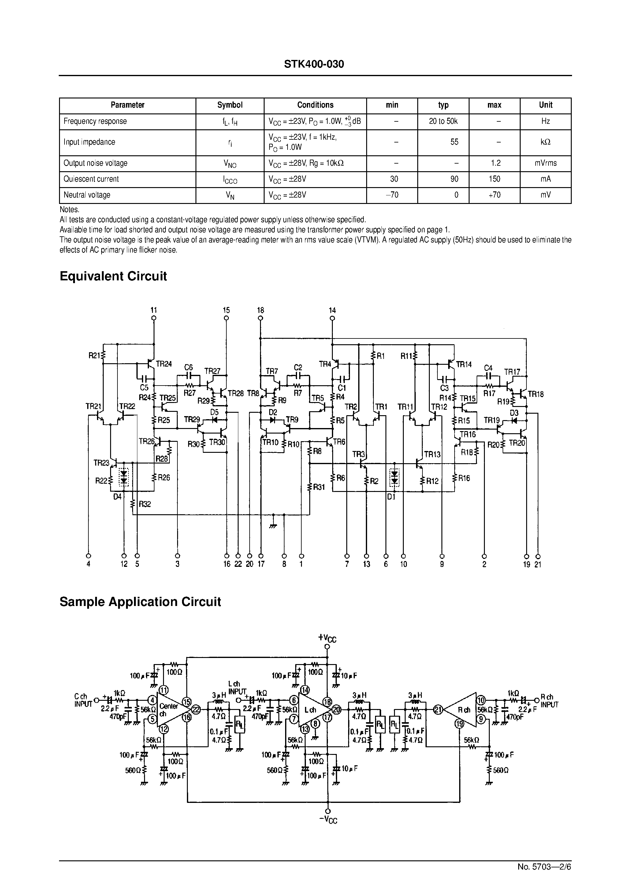 Datasheet STK400-030 - AF Power Amplifier page 2