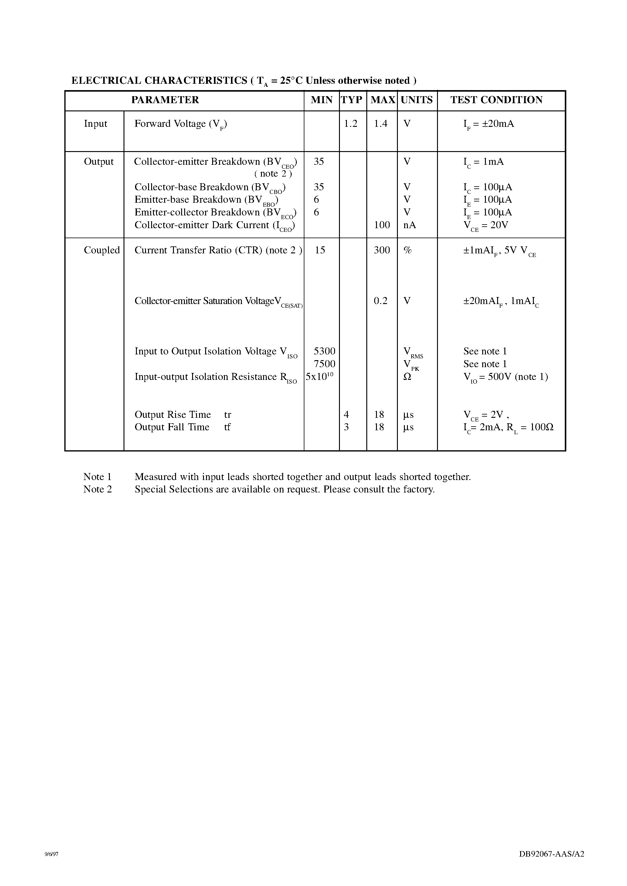 Datasheet IS733H - A.C. INPUT PHOTOTRANSISTOR OPTICALLY COUPLED ISOLATORS page 2