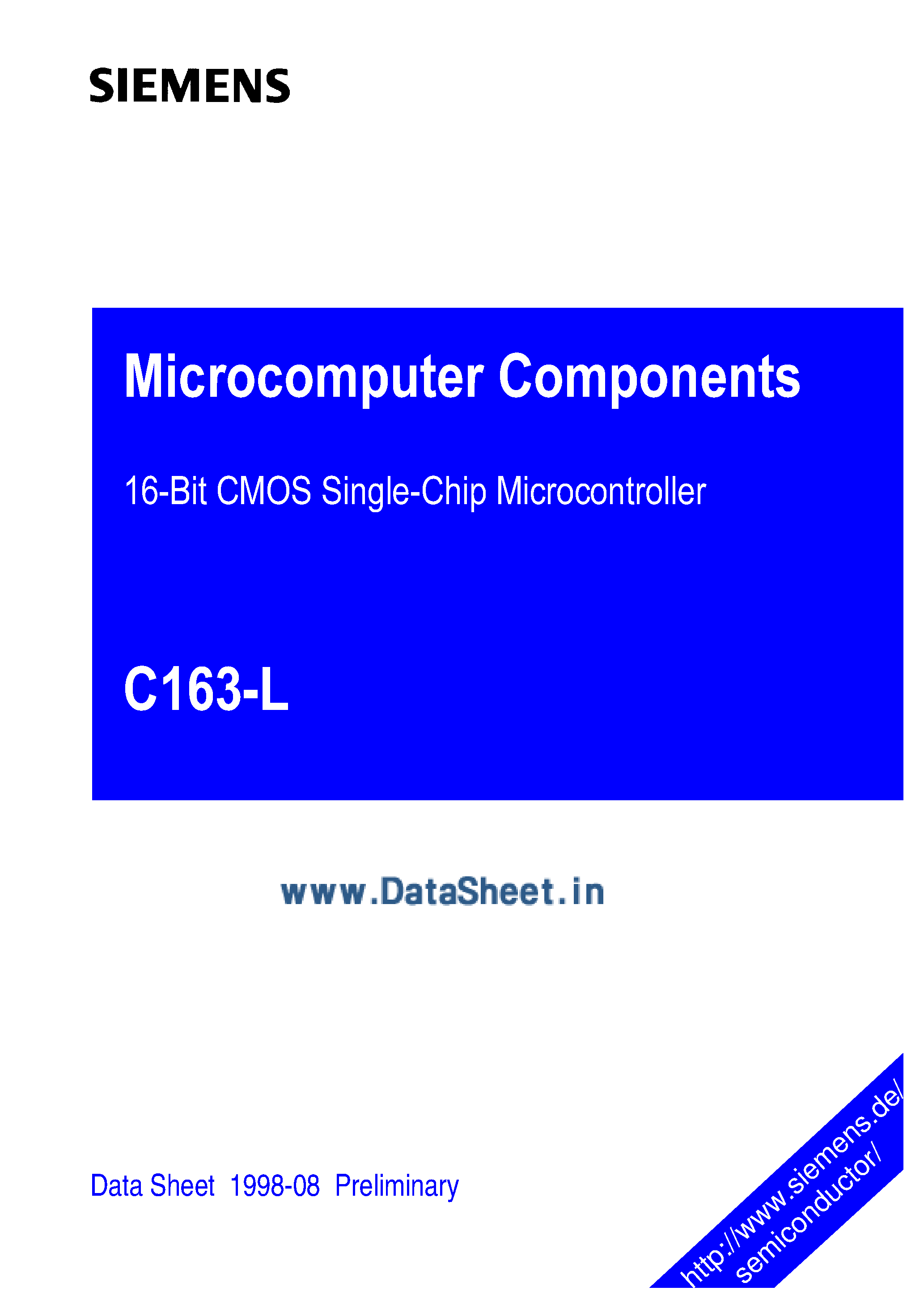 Datasheet SAF-C163-L - 16-Bit CMOS Microcontroller page 1