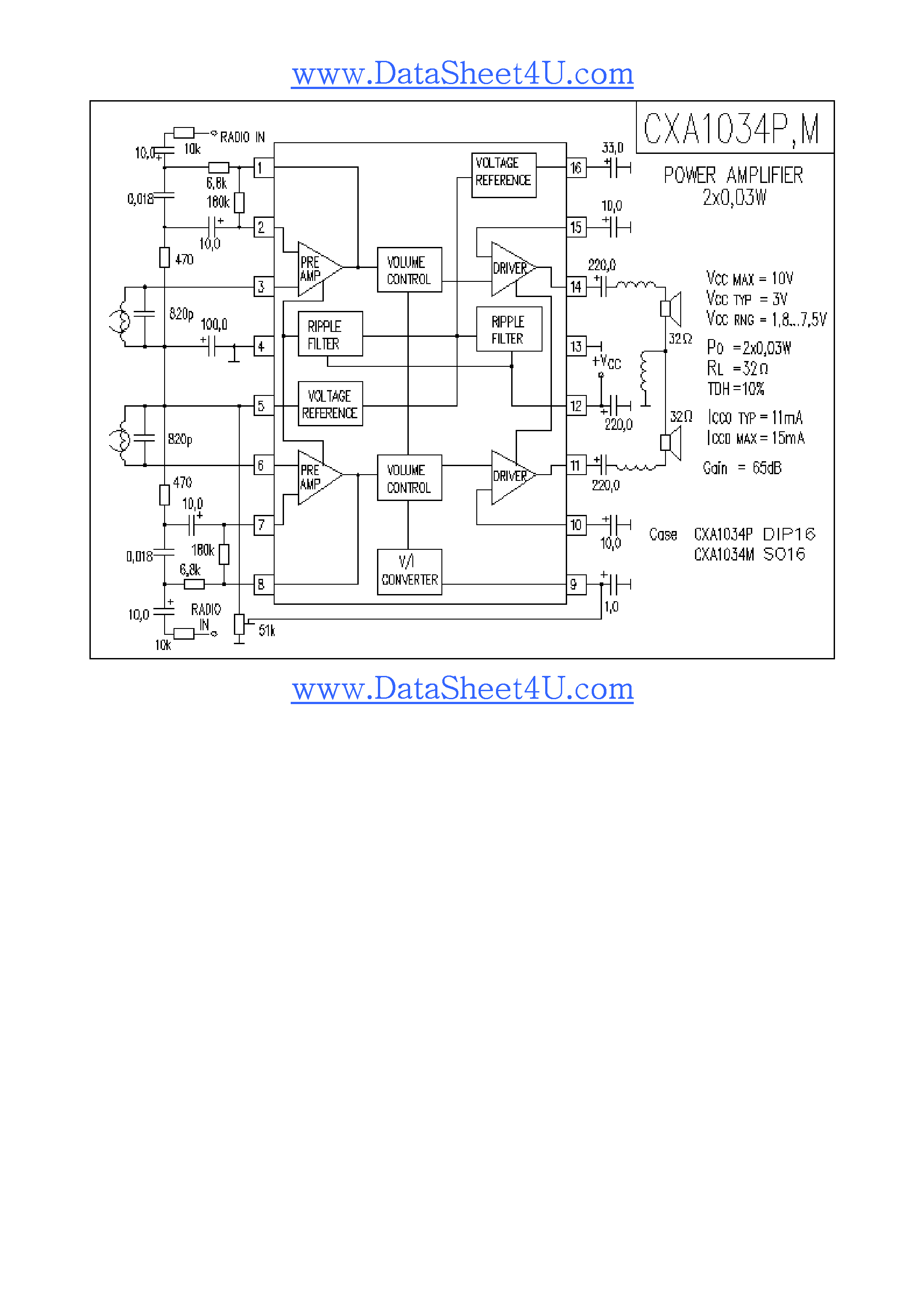 Datasheet CXA1034M - Power Amplifier page 1